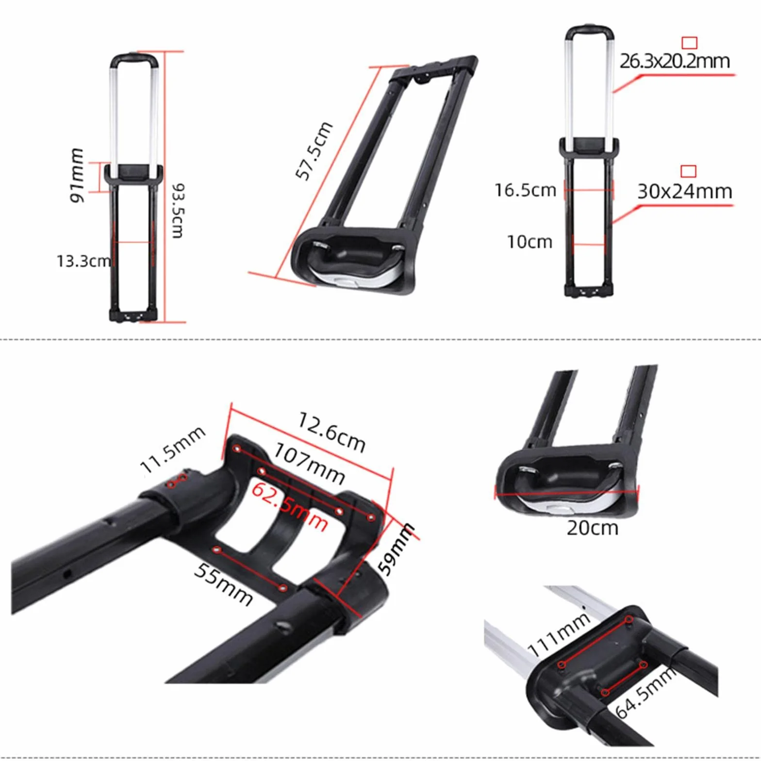 Poignée de Rechange pour glacière Portable, pièce de Rechange Robuste réglable, Noire, pour Valise à roulettes, Valise, Seau à Glace, Camion à Main