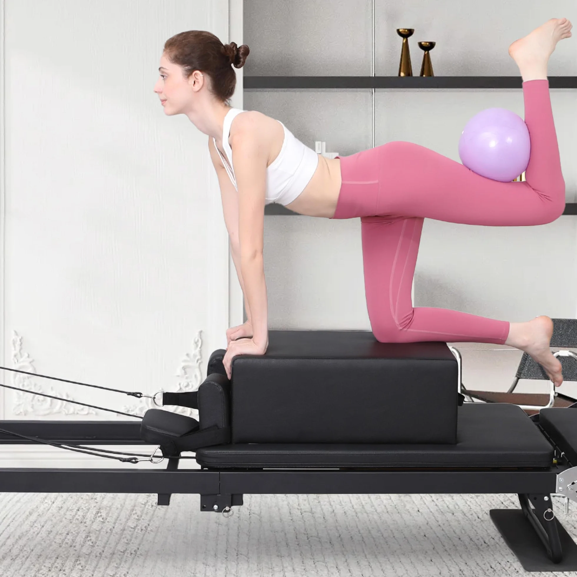 Boîte de siège pour pilates et pilates - En polyuréthane et bois - Avec poignée - Pour chaise de Pilates - Correcteur de posture - Chaise combinée