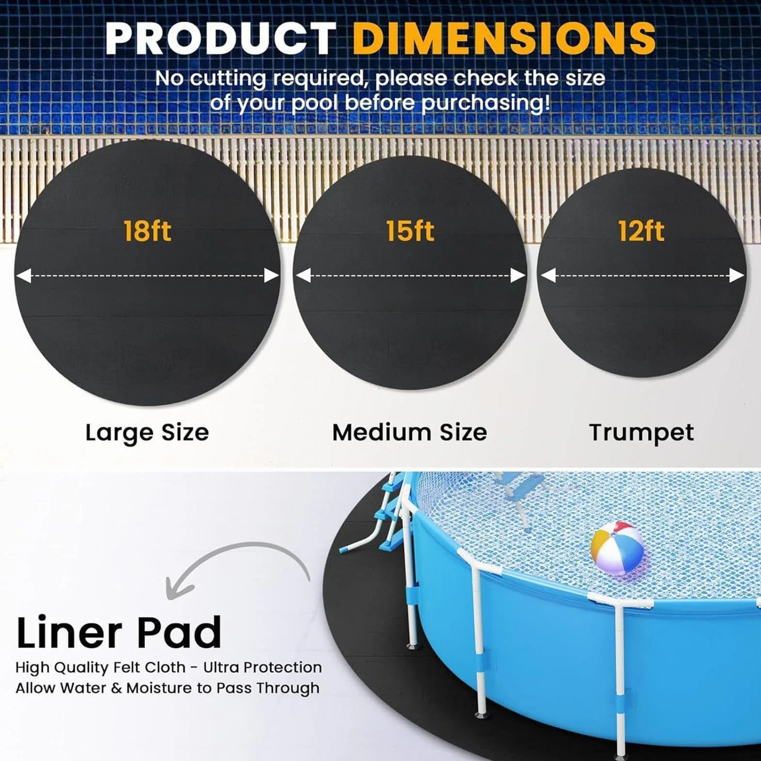 Tapis De Sol Piscine Geotextile Anti-perforation Protection Extérieure Rond Dalle Piscine Hôtels