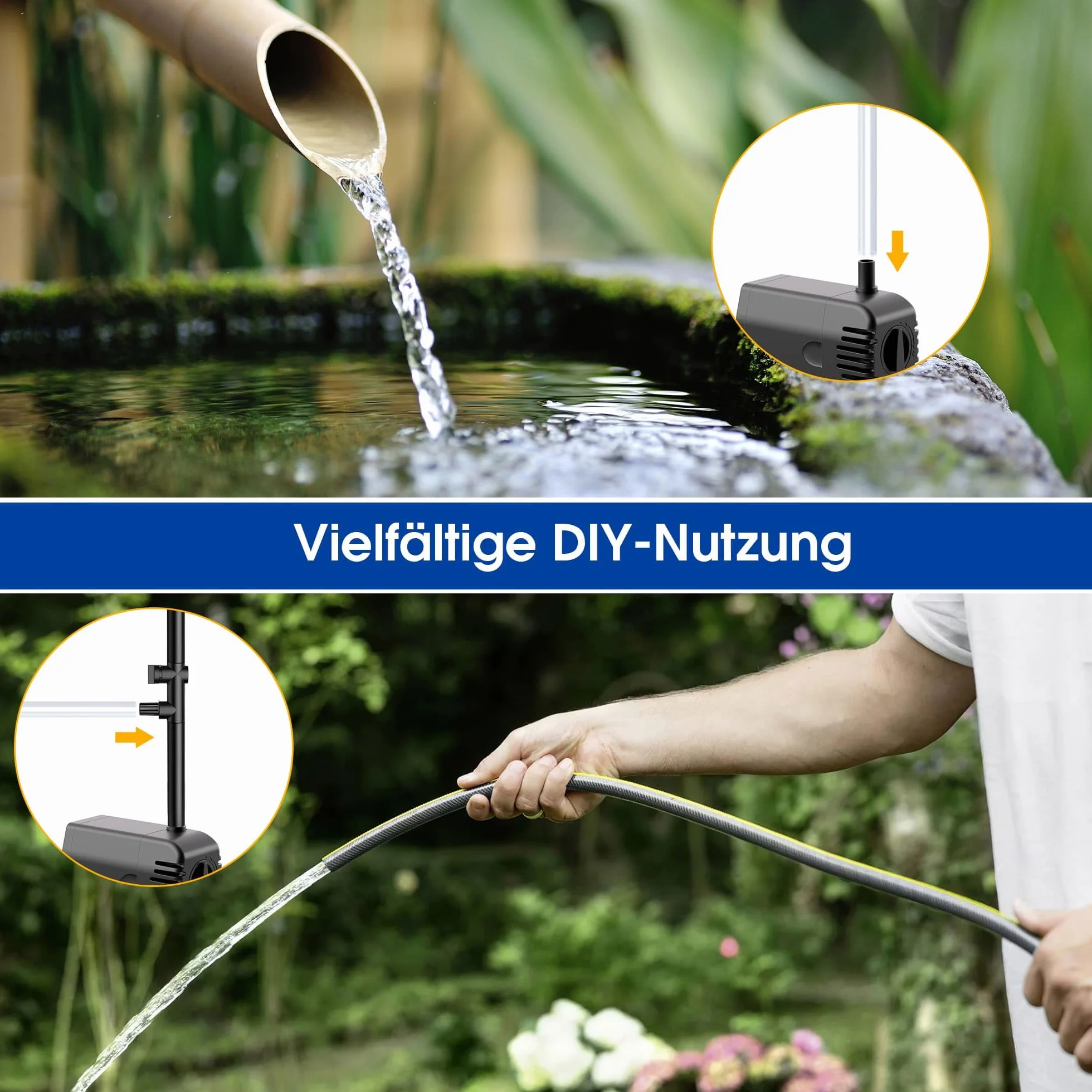 Fontaine solaire d'extérieur 12 W Pompe bassin 605 l/h Silencieuse 4 buses tuyau étang jardin 5 m² DIY