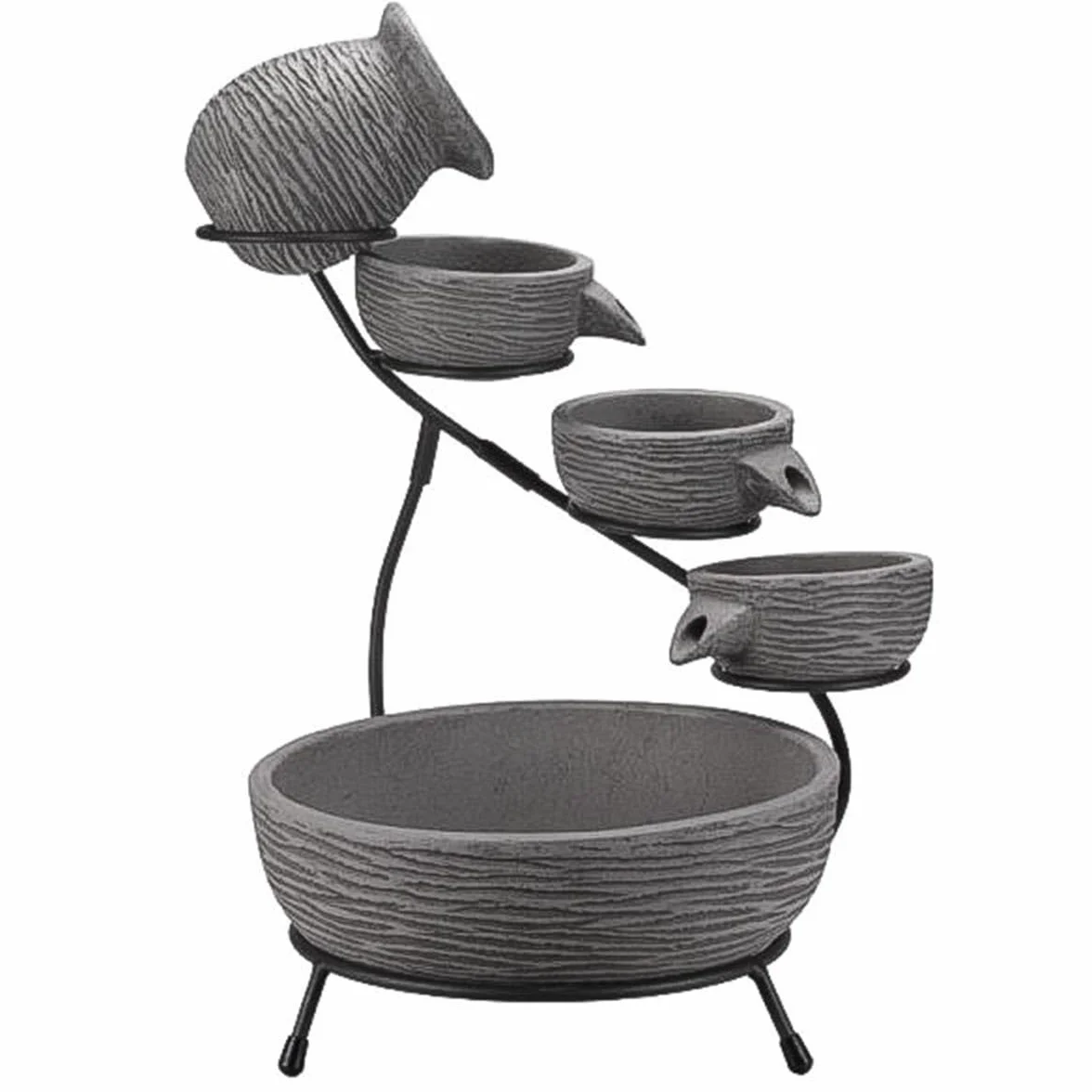 Fontaine de jardin solaire Poséidon Rock Cascade 49 cm Béton gris métal IP44 extérieure