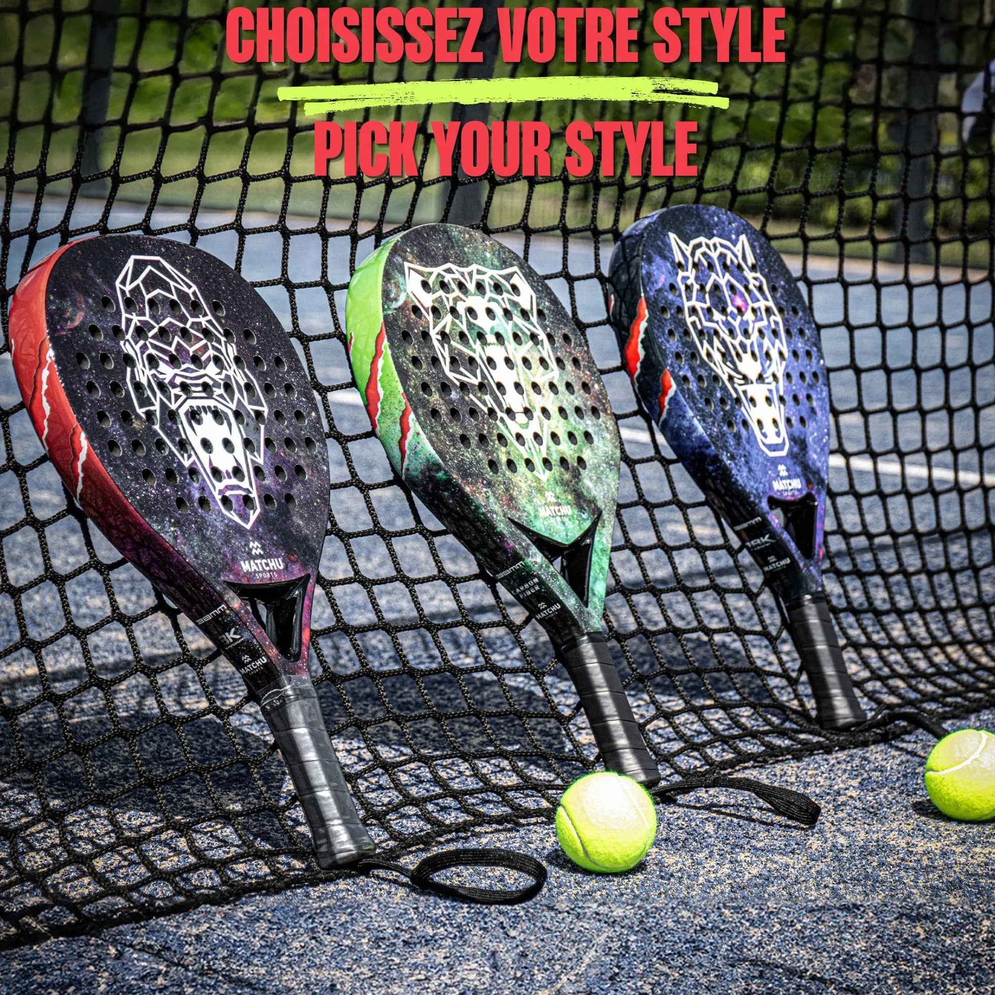 Raquette de Padel MATCHU avec Sac de Transport - EVA Foam 3D Grip Technology - 100% (3/18K) Carbon