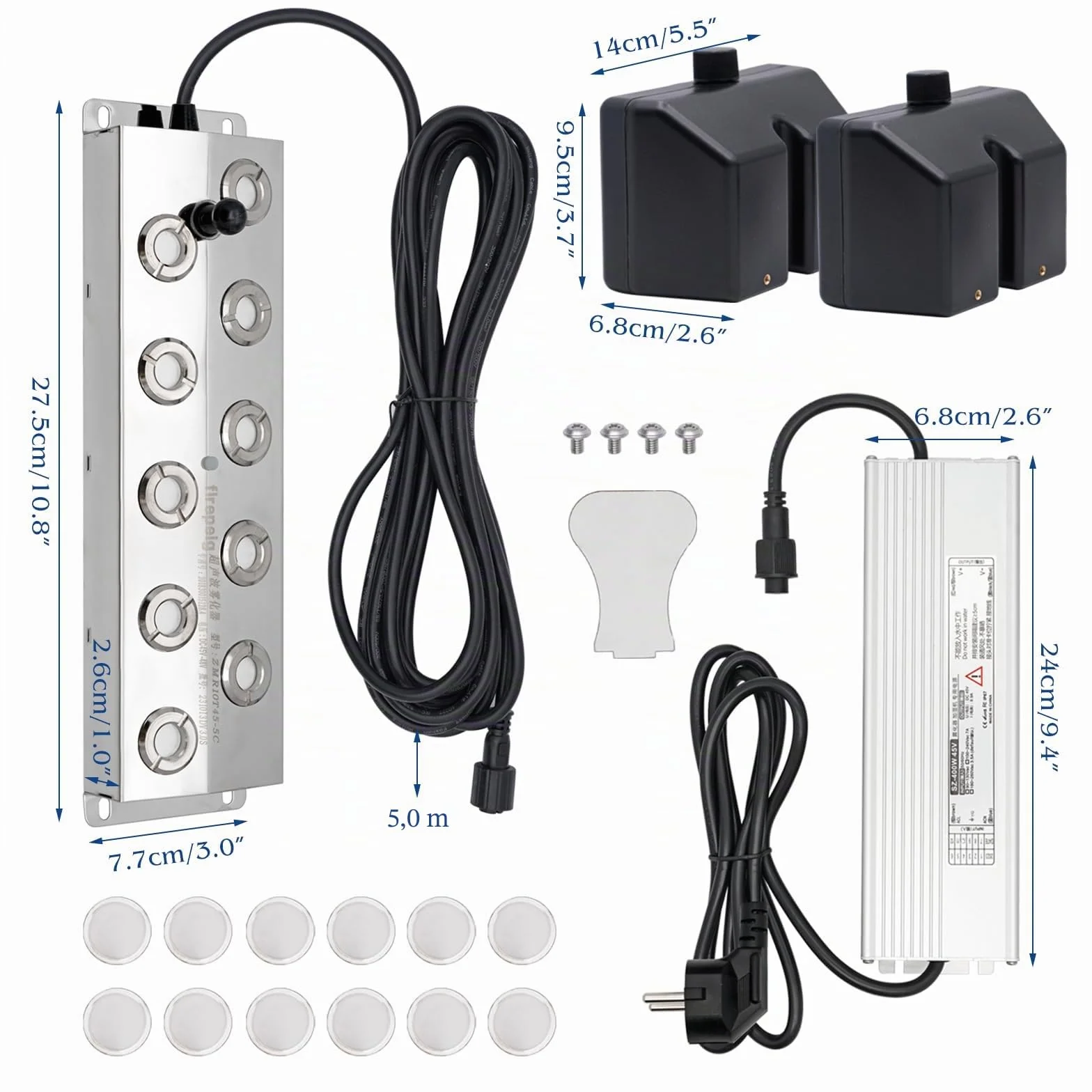 Mist Maker Fogger 10 Tête 7L/H Brumisateur À Ultrasons 400w avec Bouée pour Étangs Aquariums