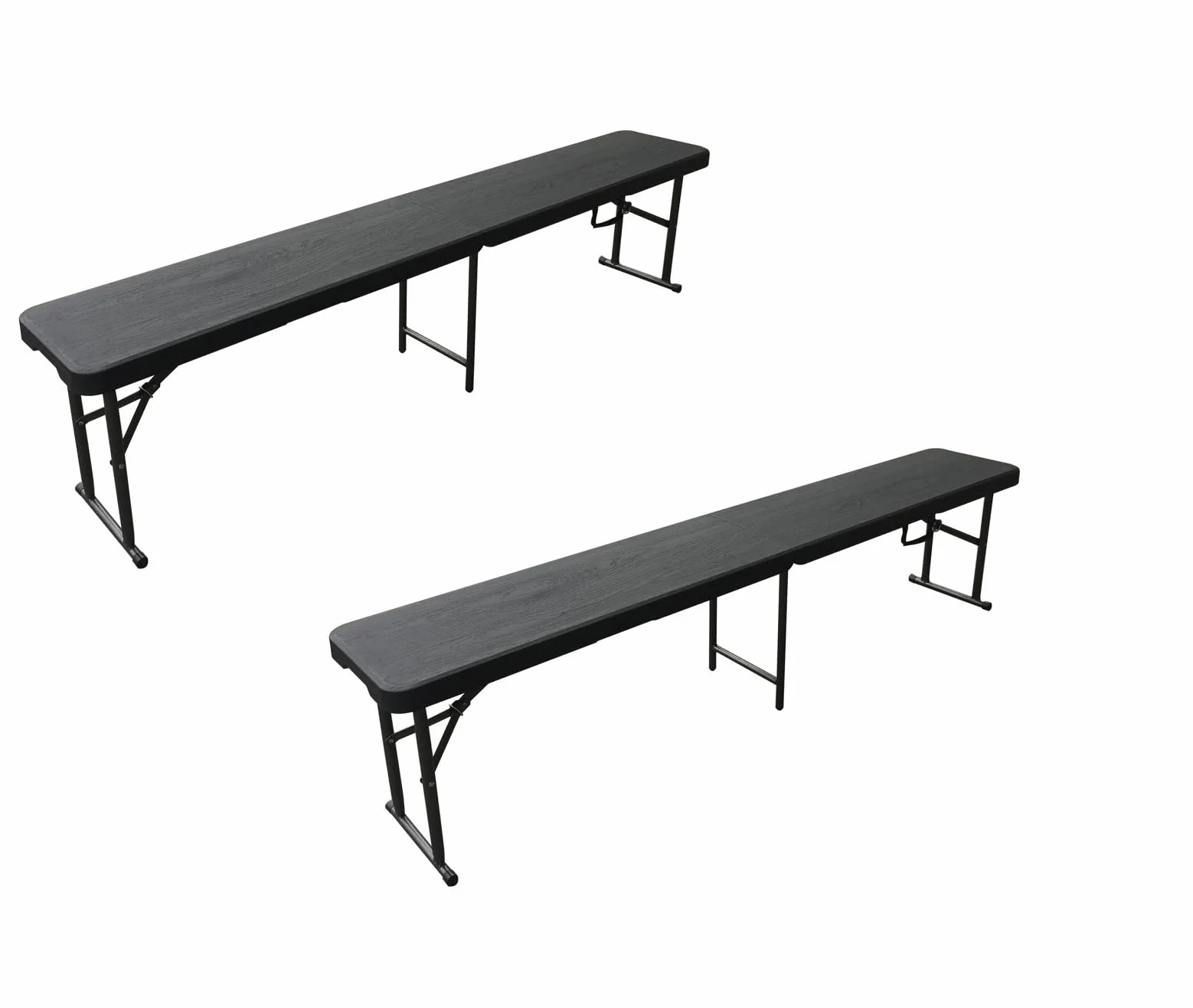Ensemble Table Pliante à Manger de Jardin avec 2 Bancs Pliants, Table de Camping et Pique-Nique, Robuste, Stable, Étanche, Noir