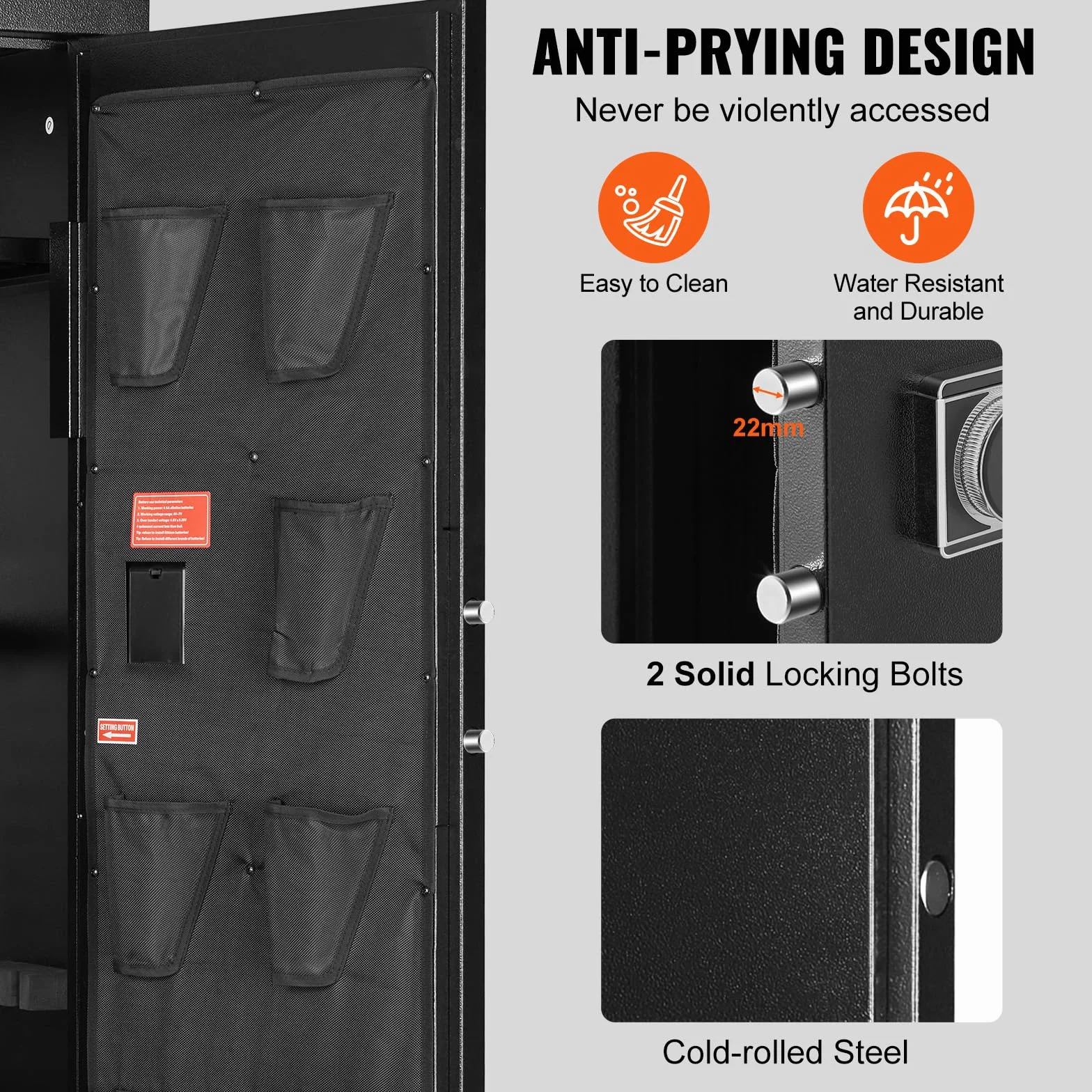 VEVOR Armoire à 10-12 Fusils, Coffre-Fort pour Armes à Feu 2 Façons de Verrouillage par Clavier Numérique et Clés, Accès Rapide, avec Étagère Amovible, Rangement pour Fusil de Chasse Sécurité