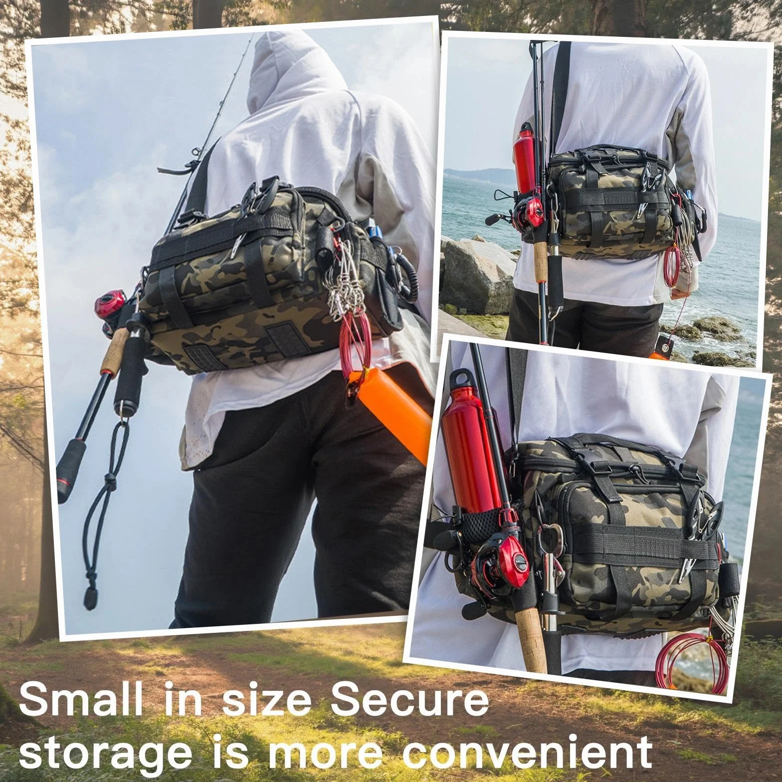 Sac de Pêche Grande Capacité Camouflage Stockage Matériel Rangement Multifonctionnel