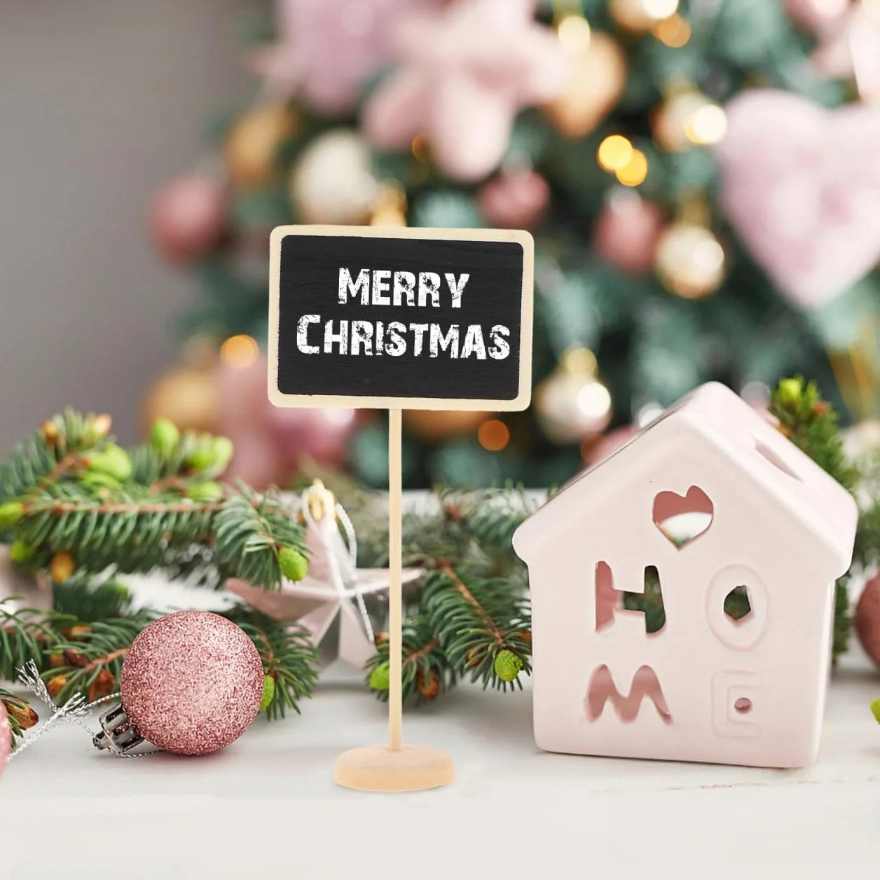 Ciieeo 20 Pièces Petit Tableau Noir avec Chevalets Mini Ardoise Effaçable Décorations Noel Bois
