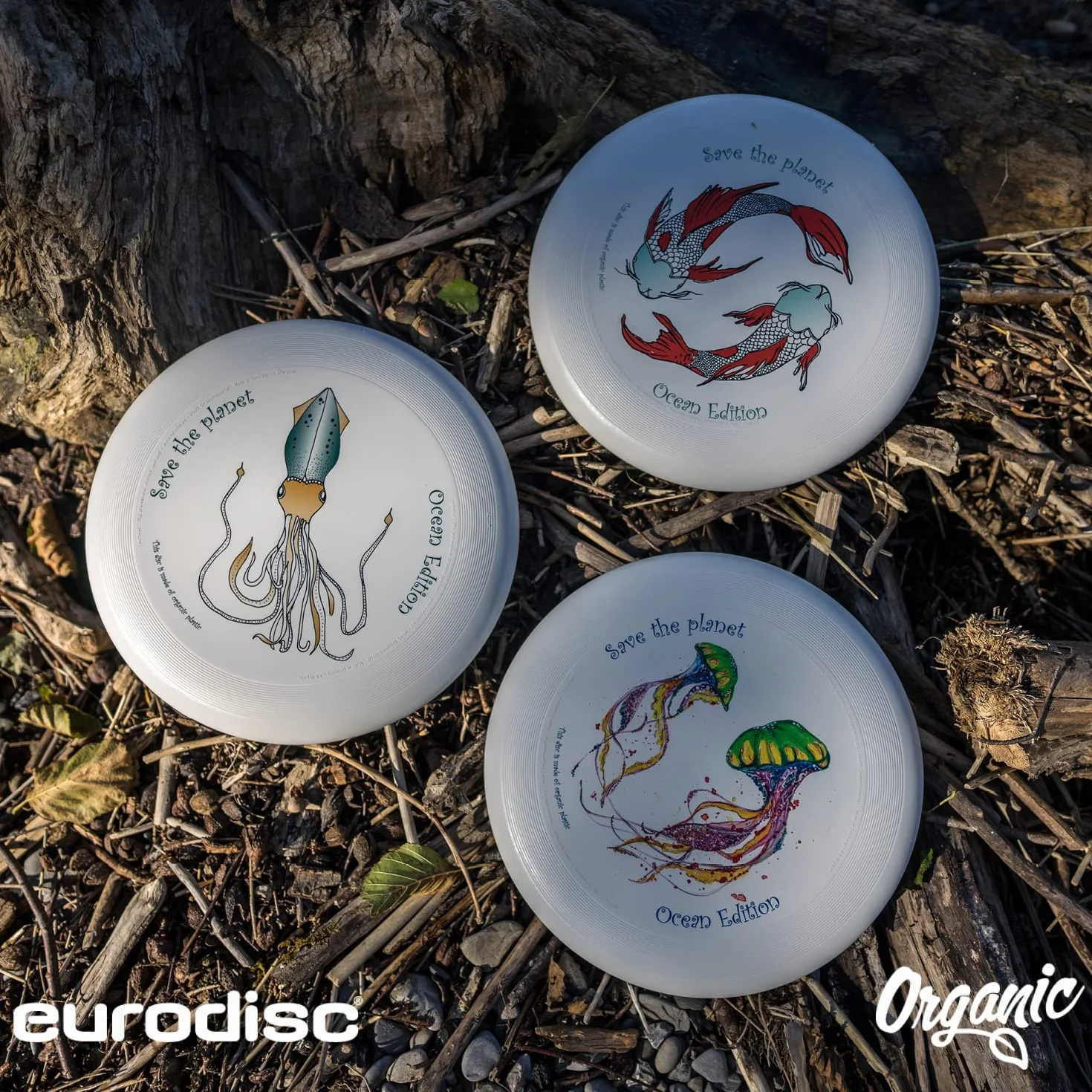 eurodisc Ocean Profi Ultimate Frisbee Disque frisbee professionnel 175 g – Plus de 100 m de trajectoire stable – En matières premières 100 % renouvelables – Motif Save The Planet – Cadeau 7 ans garçon