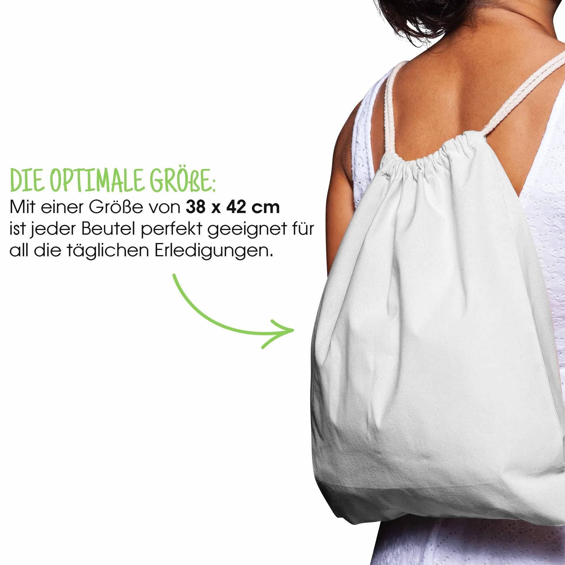 ELES VIDA Lot de 25 Sacs de Gym en Coton Naturel 38 x 42 cm Sac de Sport Sac à Dos en Tissu Sac en Toile Sac en Toile de Jute certifié Oeko-Tex