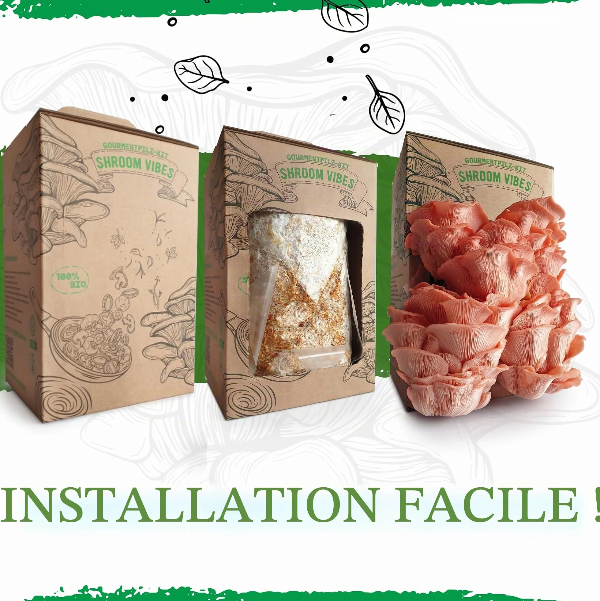 Kit Bio Culture Champignons Set Biologique Intérieur Toute l’Année Sans OGM