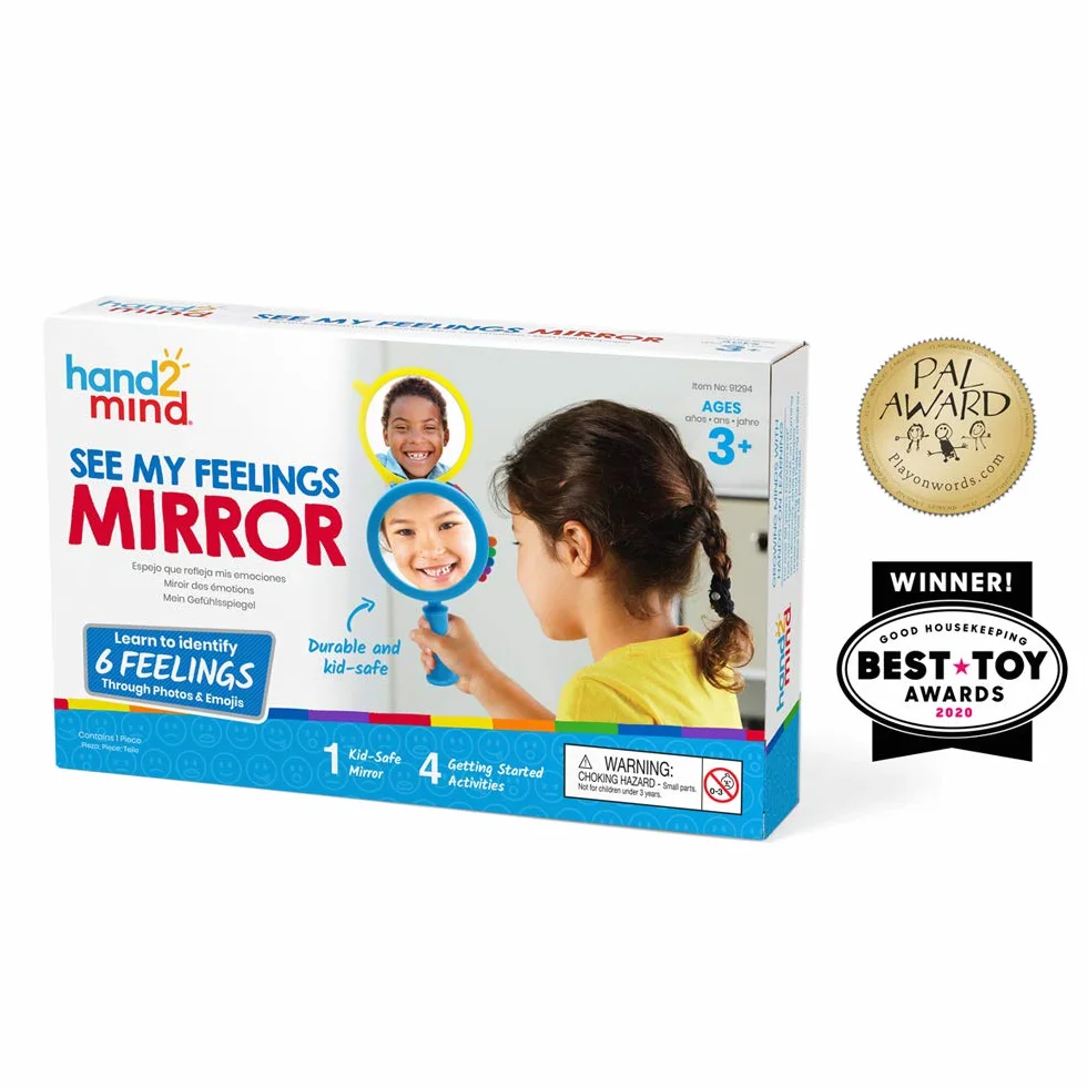 Learning Resources Miroir Éducatif 15 cm + Cartes Émotionnelles – Jeu Montessori Enfant 3 Ans+