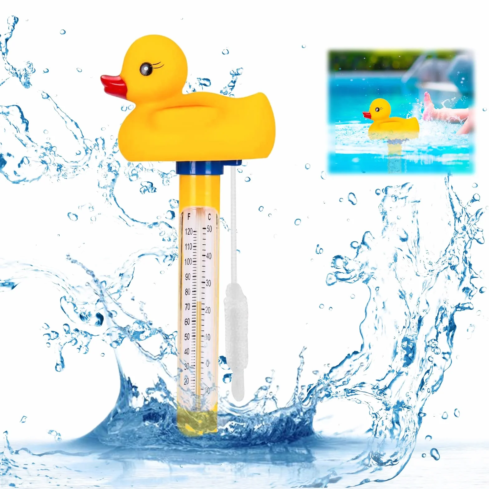 Thermomètre flottant pour piscine et aquarium, intérieur et extérieur, avec cordon
