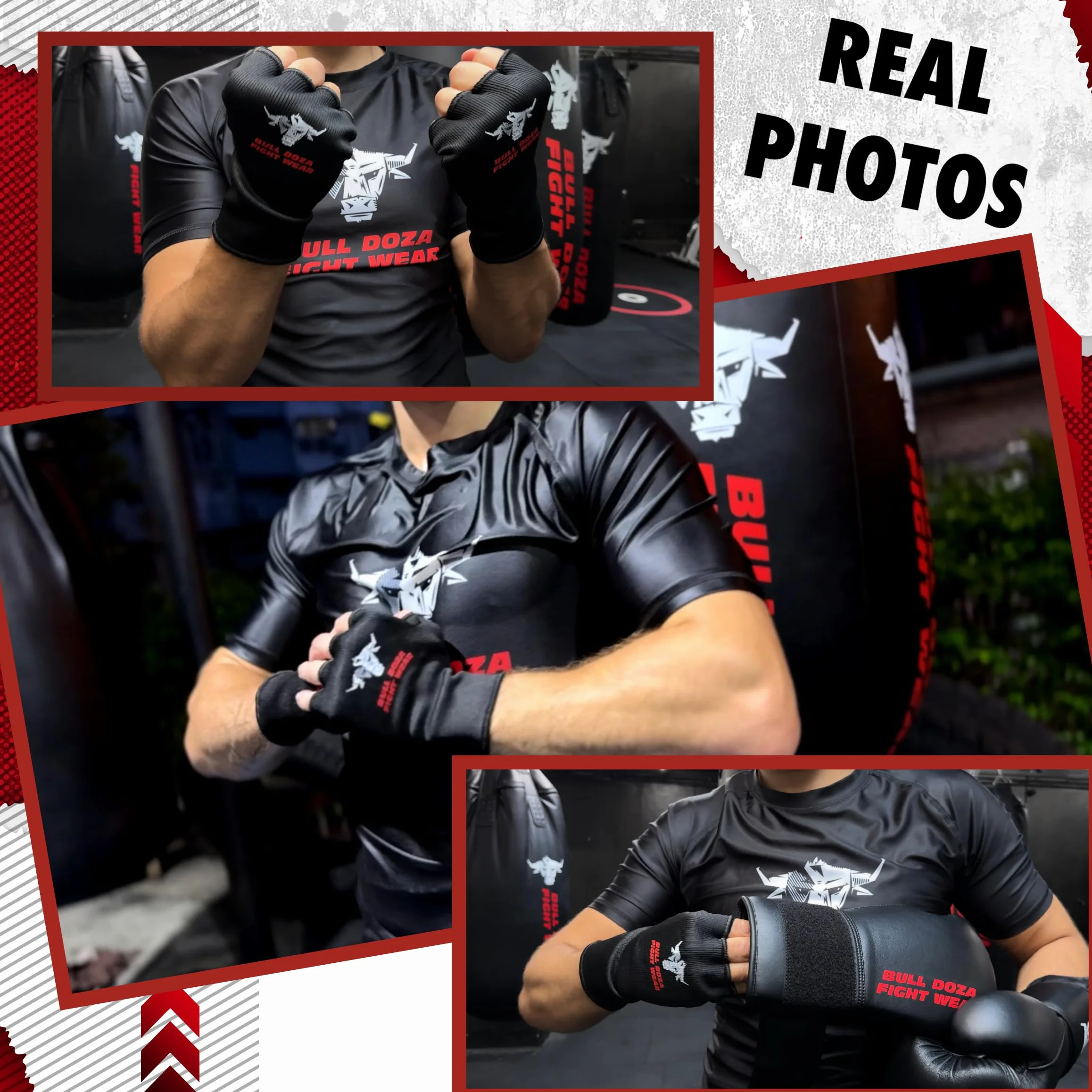Quatre Tailles – Gants de Boxe pour Boxe – Demi-Doigt élastique sous Les Gants de Protection Contre Les odeurs – Idéal pour MMA, Muay Thai, Kickboxing, Arts Martiaux, Sports de Combat