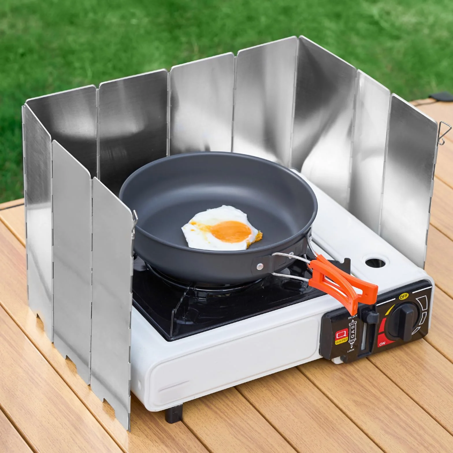Réchaud à gaz de camping Pare-vent Accessoires de camping extérieur 10 plaques Pare-vent Réchaud à gaz de camping pliable Pare-vent Équipement de cuisine Équipement de camping Réchaud