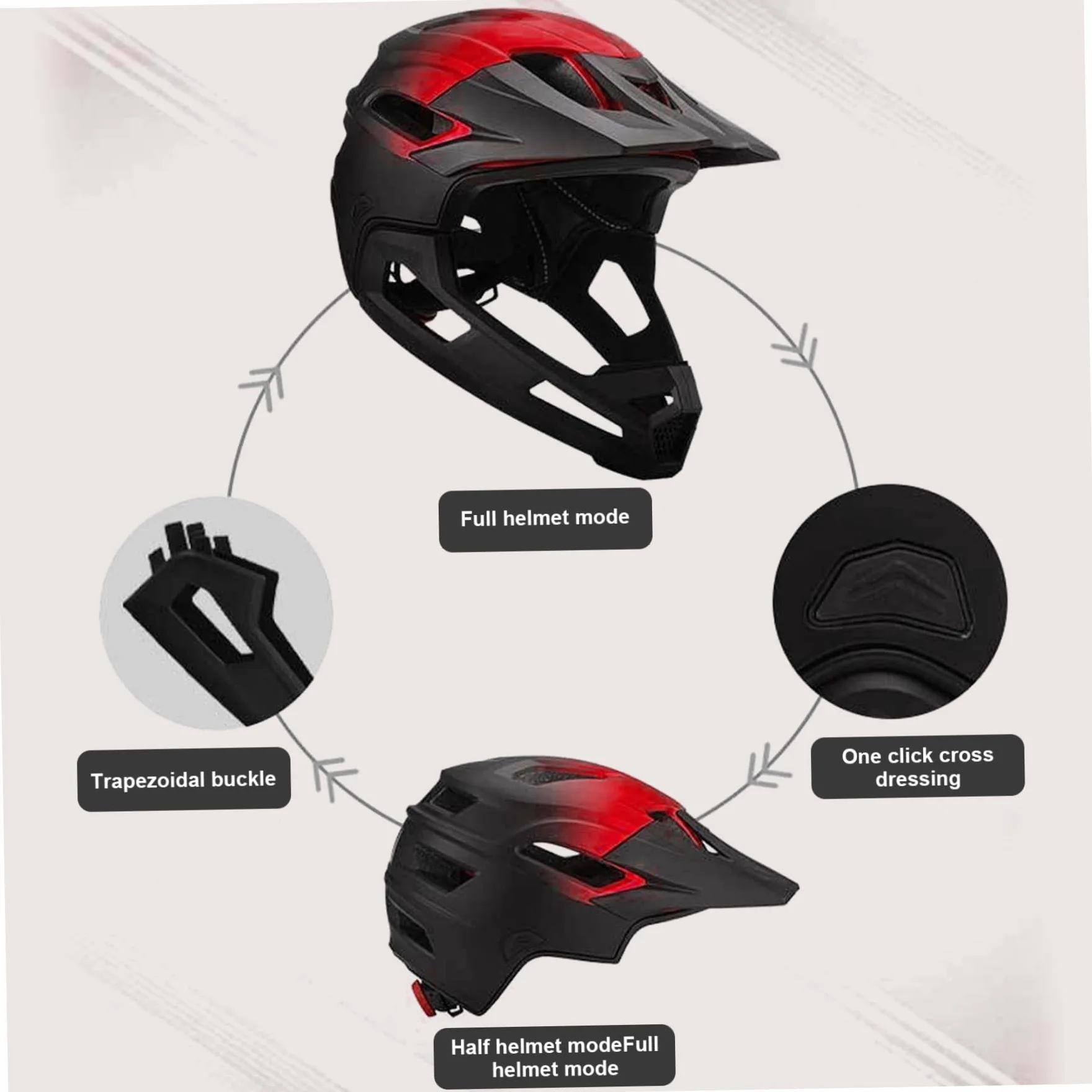 Casque intégral vélo Amovible Absorbant Les Chocs équipement Protection Respirant réglable pour VTT Adulte