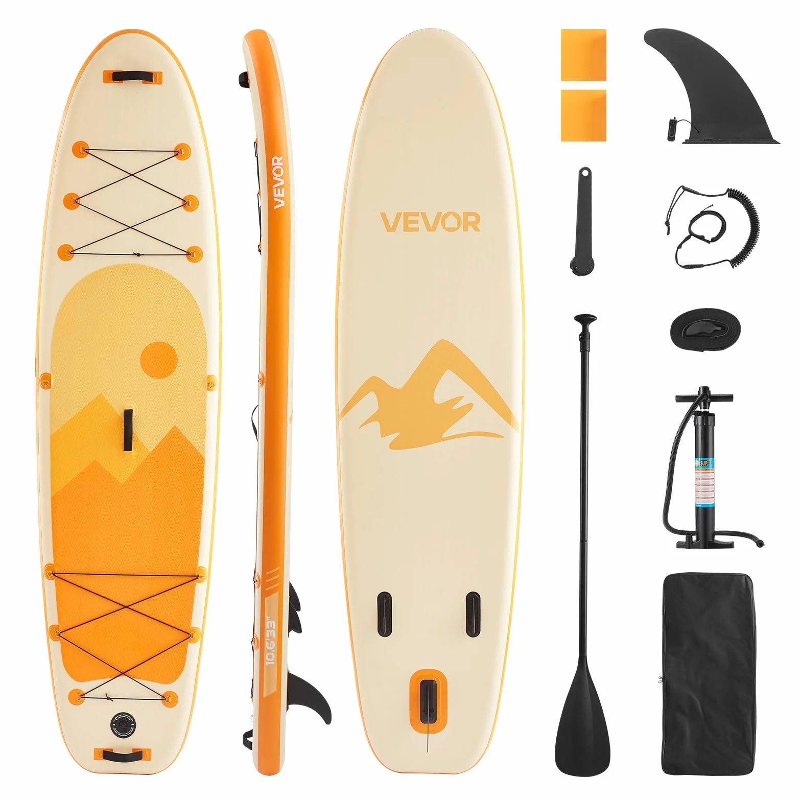 VEVOR Paddle Gonflable, Planche à pagaie Debout Sup, Ultra-légère, avec Accessoires de Pompe, pagaie, aileron, Sac à Dos, Laisse de Cheville, Sangle