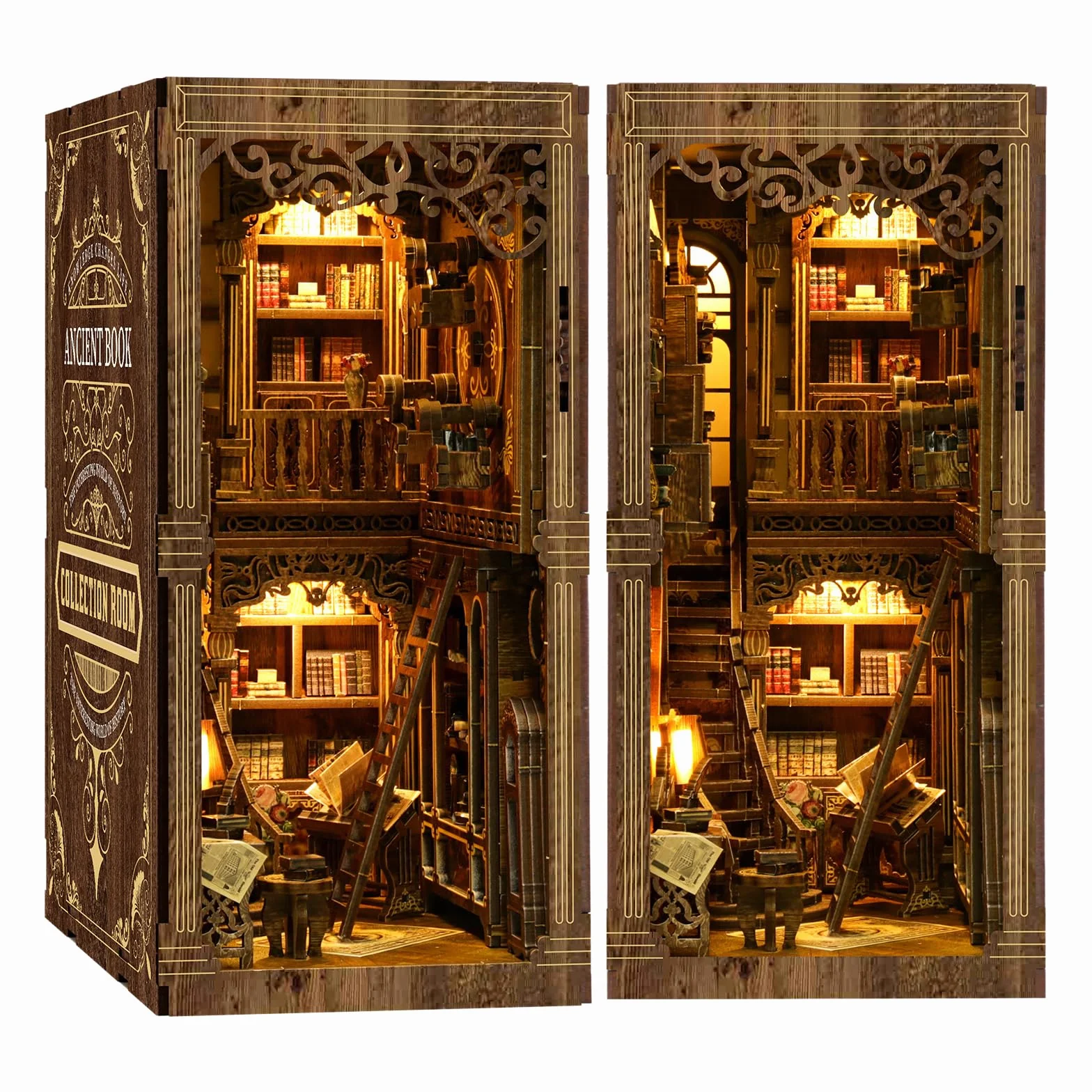 Kit DIY Maquette 3D Serre Livre Bibliothèque de Livres Anciens Book Nook en Bois Décoration Étagère
