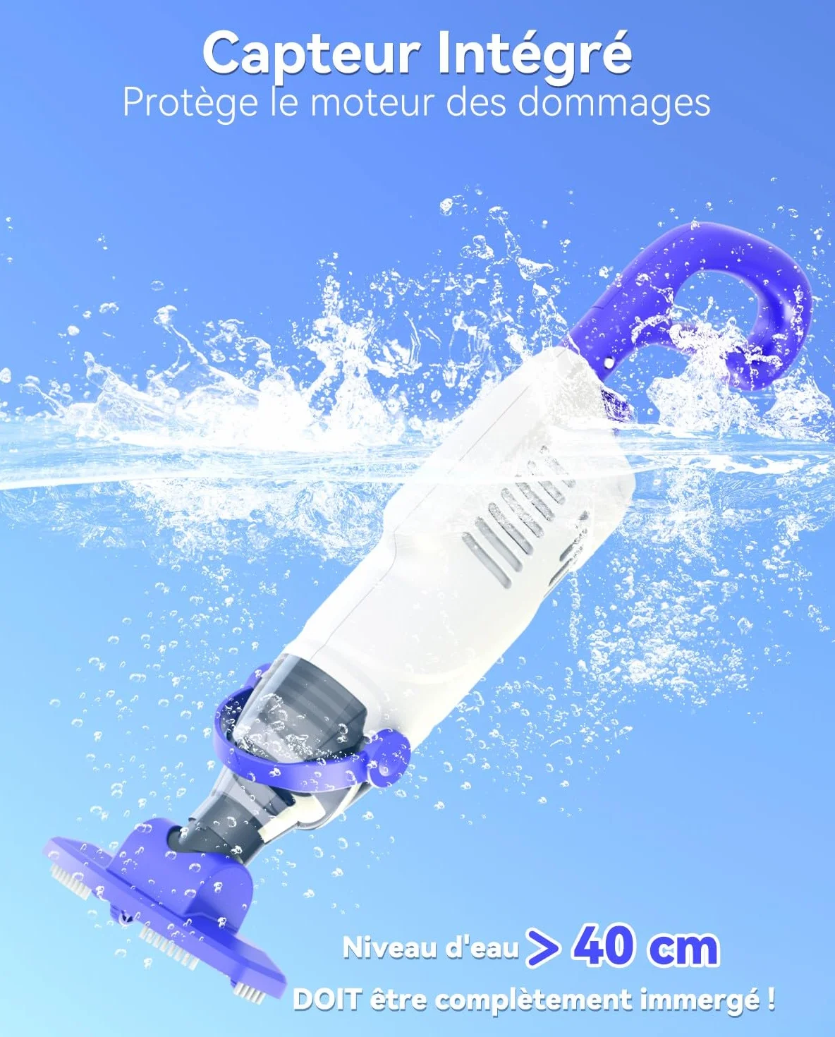 Aspirateur Piscine Manuel 60 Min Autonomie avec Filtres et Brosse pour Piscine Spa Jacuzzi