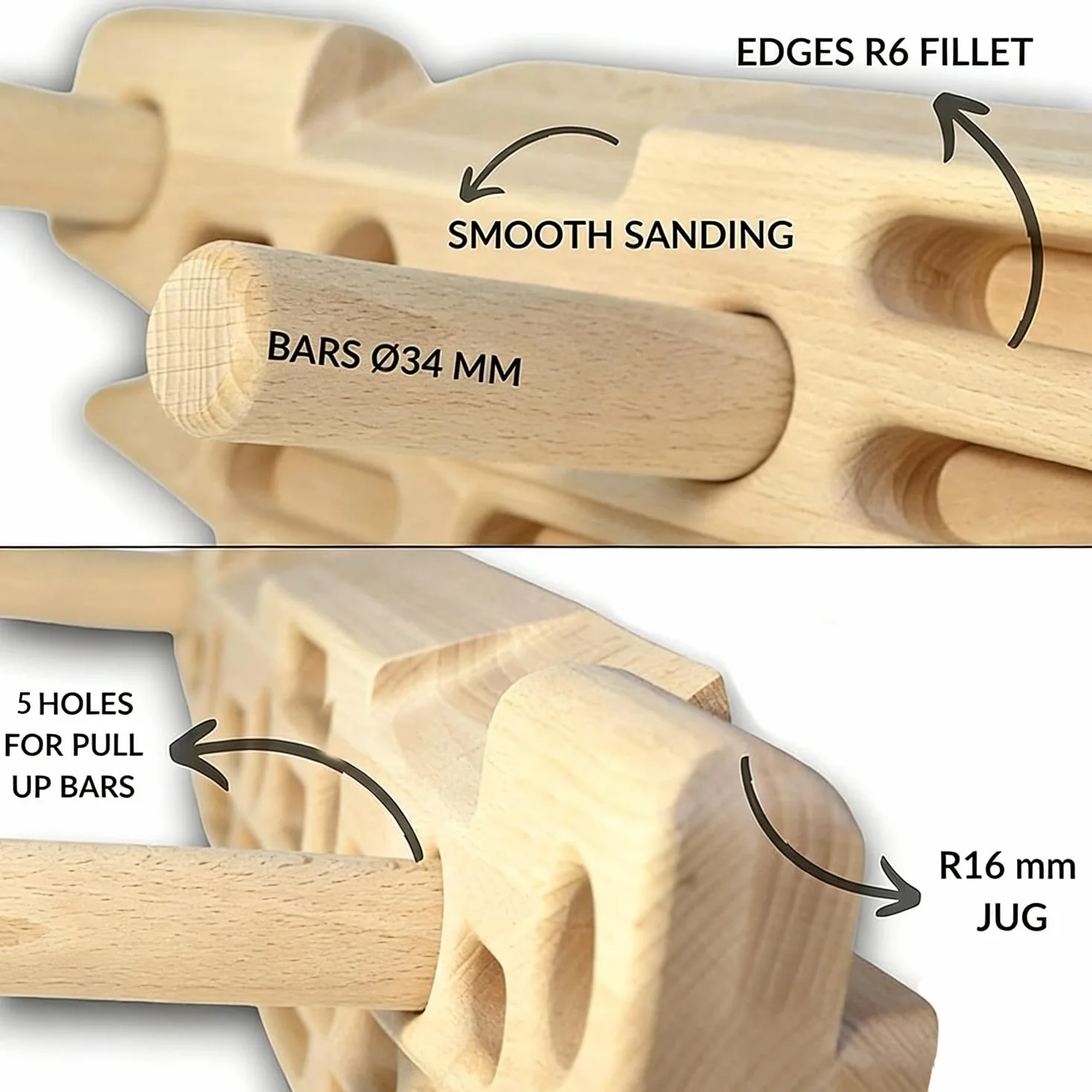 Hangboard,Barre De Traction Pour Escalade, Peut Renforcer Efficacement La Force Des Doigts, Adaptée Aux Débutants, Peut Également Être Utilisée Comme Planche d'Escalade. Avec Pente.