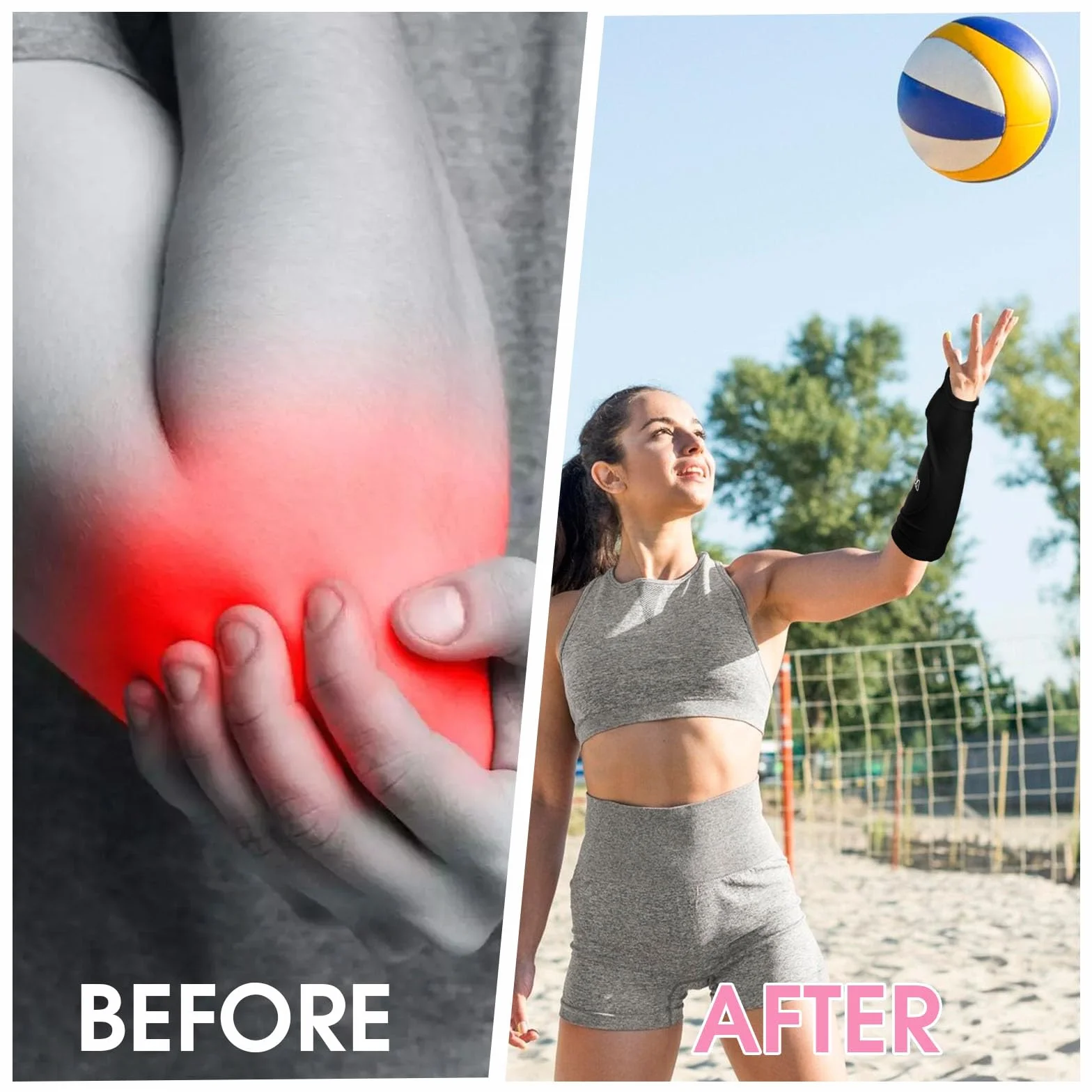 JIEYAO Manchettes de bras de volleyball - Manchettes avant-bras avec rembourrage de protection et trou pour les pouces - Coussinets de bras de volleyball pour femmes et adolescents