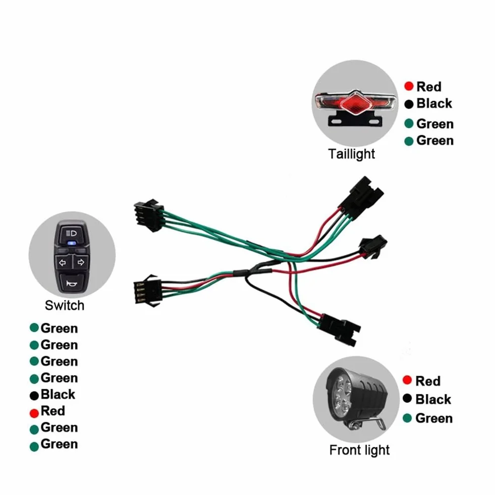 Ensemble de Feux et pour VéLo éLectrique 36V 48V 52V 60V avec DK336 Light Horn Turning Switch E-Bike Light
