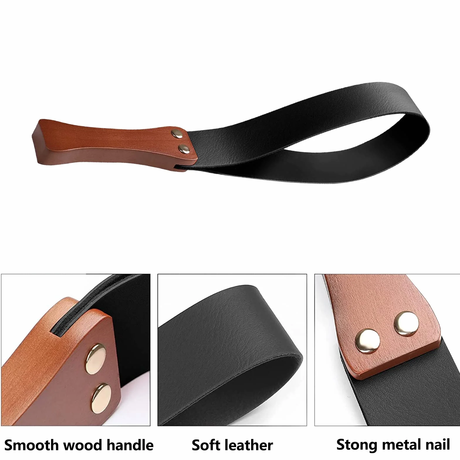 Paddle en Cuir Avec Poignée en Bois Antidérapante, Paddle Pour Selle de Dheval, Aide à l'entraînement du Cheval, Paddle Pour Selle 48cm/19in.