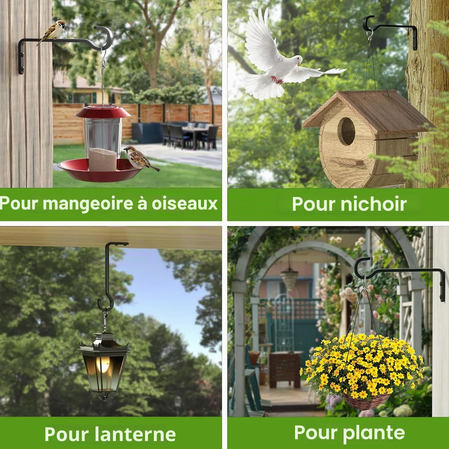 Saffruff Lot de 2 Crochets Muraux 14,5 cm pour Plantes Suspendues, Support pour Plantes Extérieur