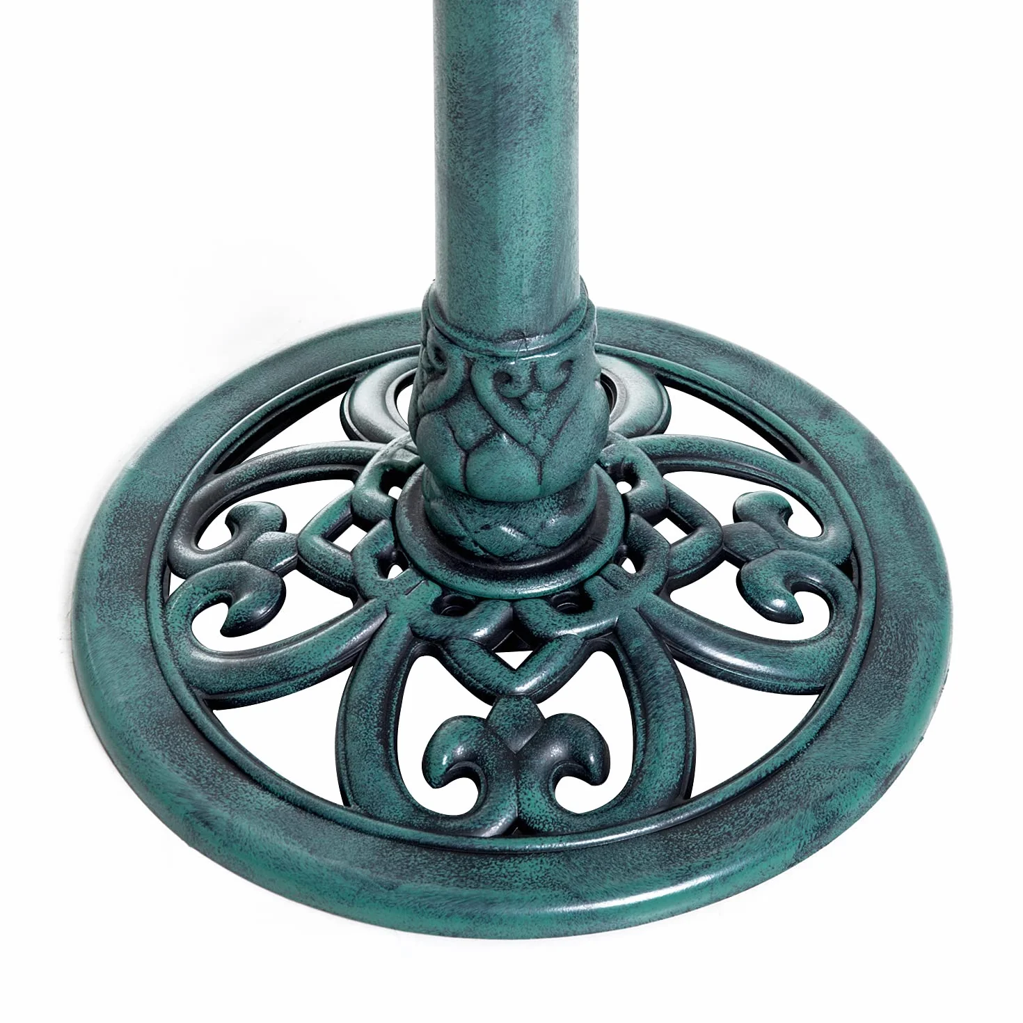 Outsunny Bain d'oiseaux Plateau 50cm, Abreuvoir Oiseaux extérieur Pied 69,5cm, Mangeoire Design Coquille Fleur-de-lys