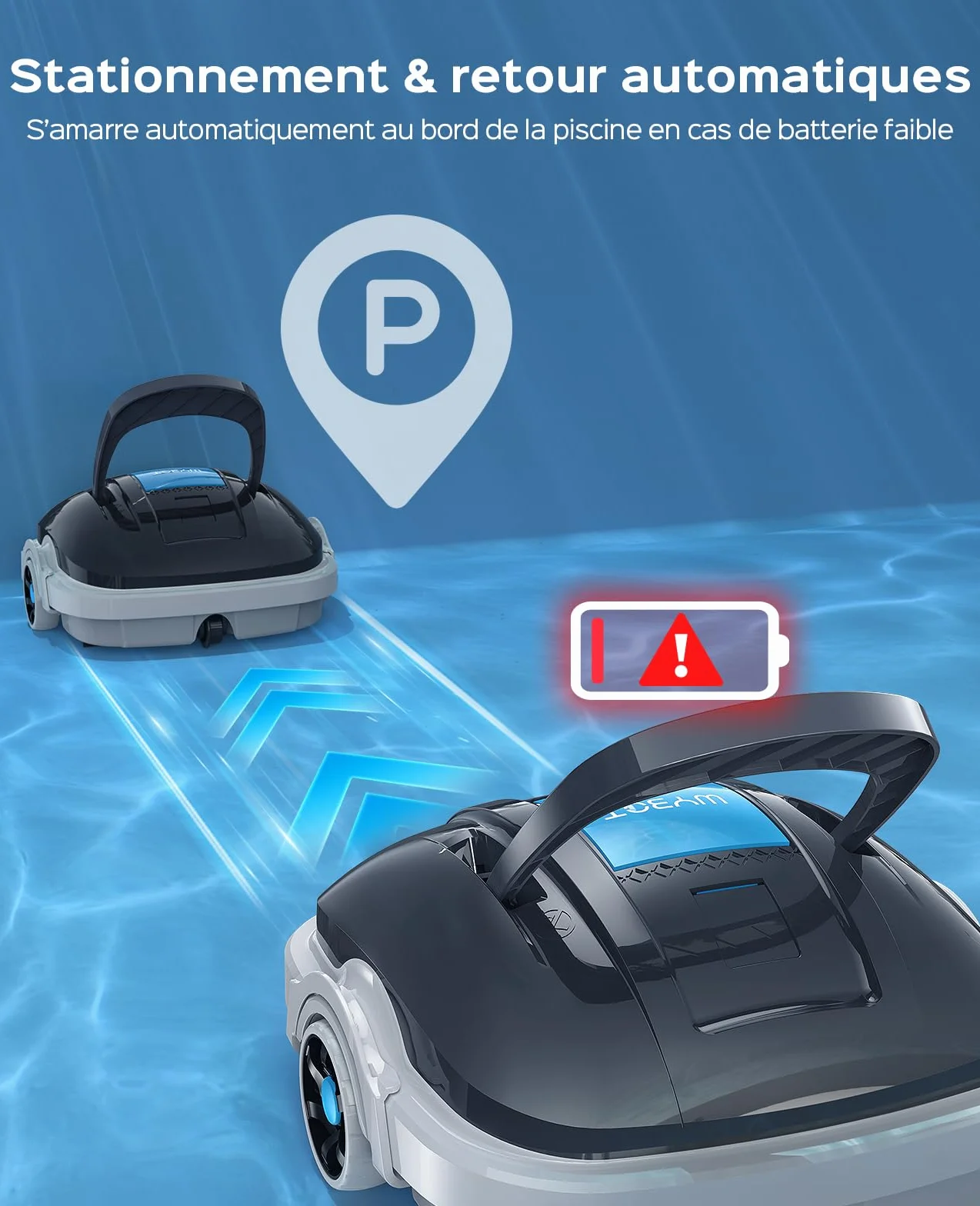 WYBOT Osprey 200 Max Robot Piscine sans Fil, Aspirateur Piscine Moteurs Doubles, Autonomie 100 Min, 80m², Gris foncé