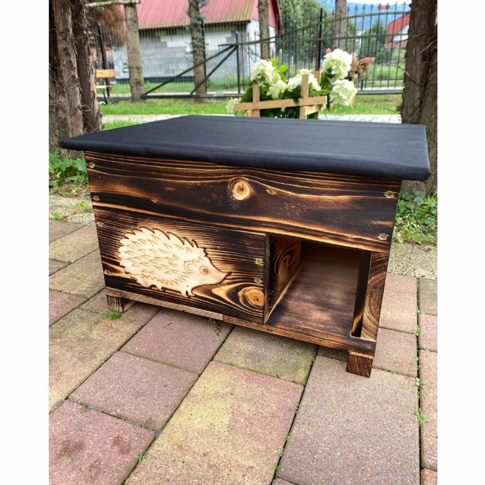 QLS Abri pour hérisson en bois 40 x 50 x 30 cm avec toit amovible résistant aux intempéries