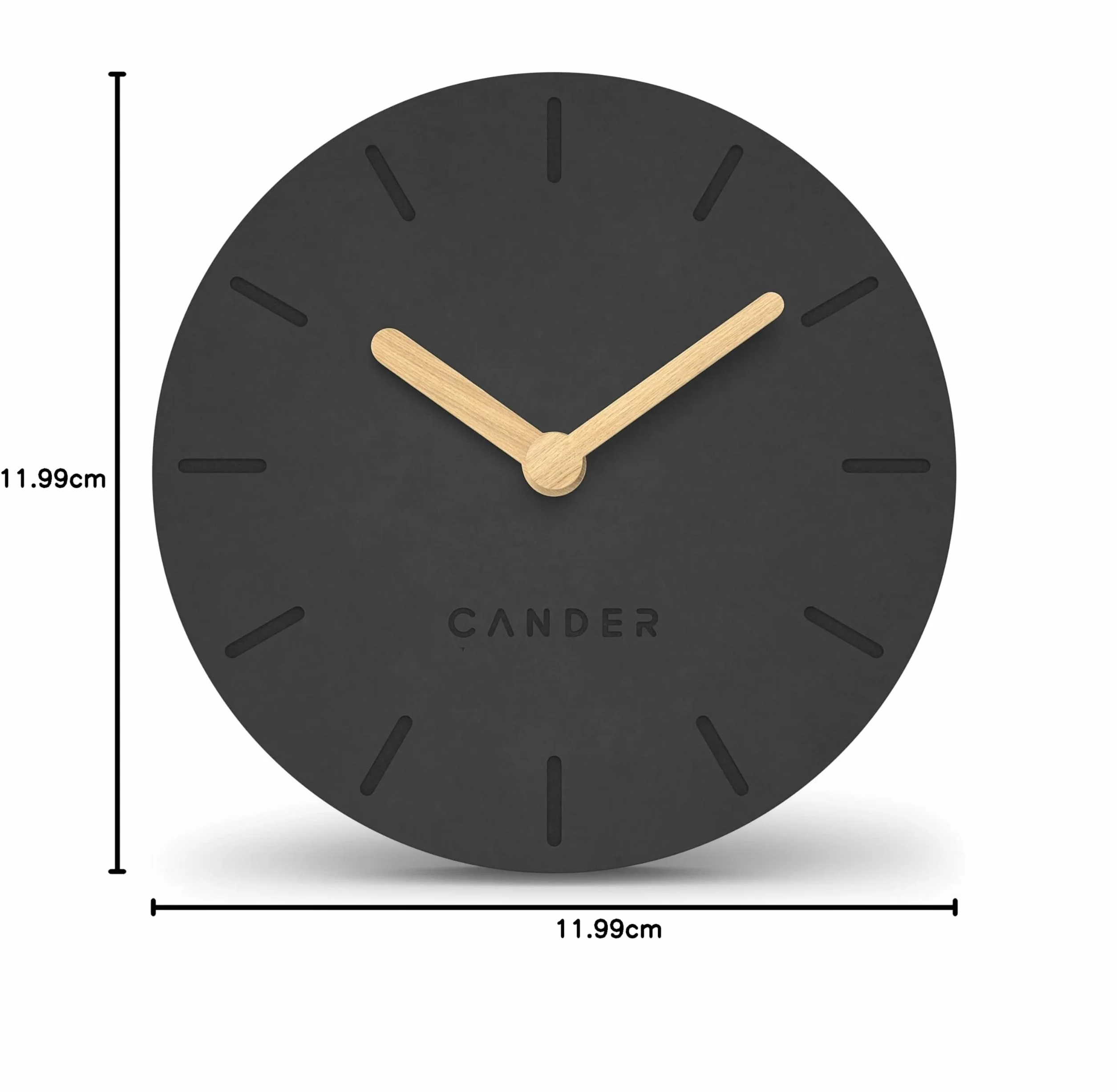 Cander Berlin Horloge de Table silencieuse 12 cm analogique à Piles Vintage Moderne MDF Gris
