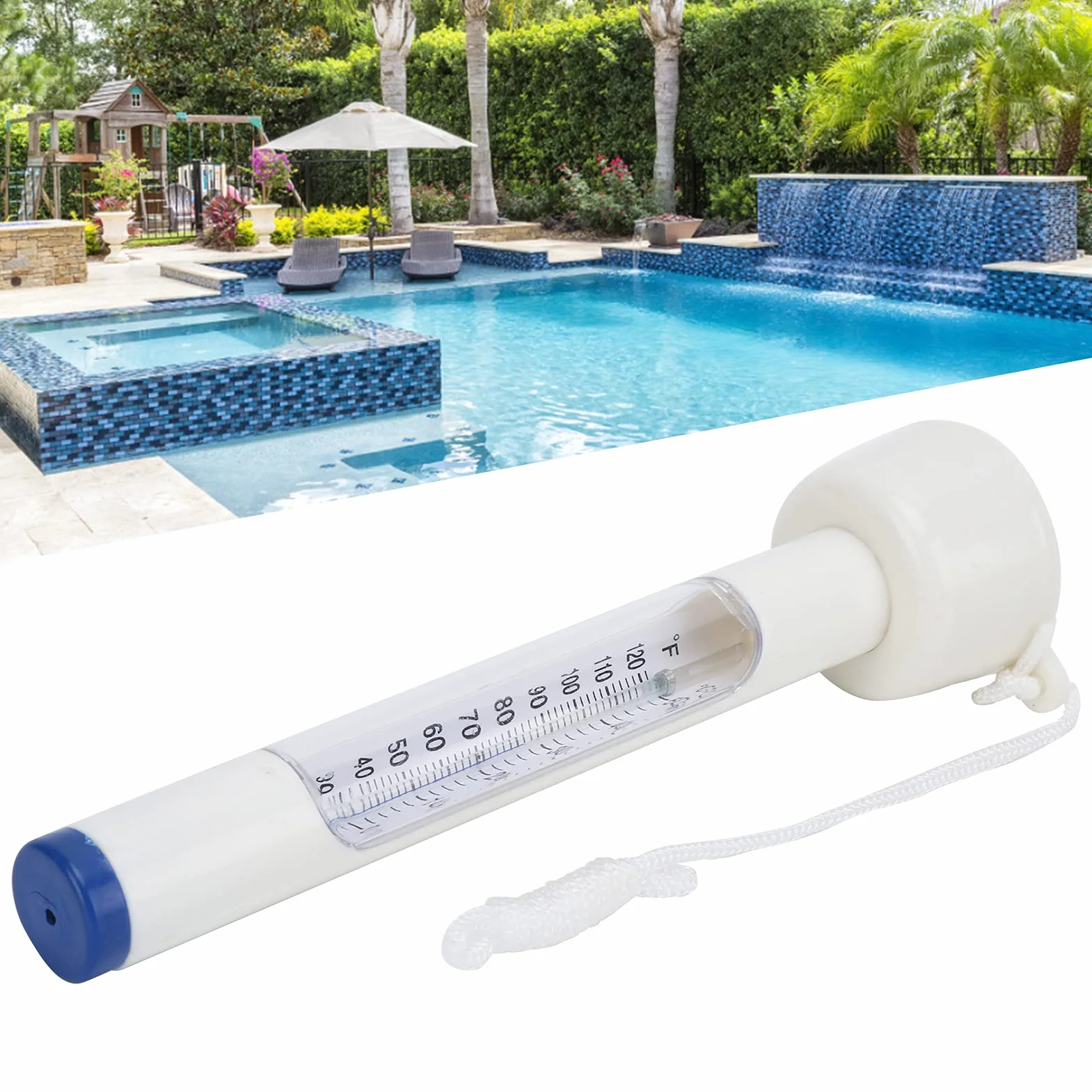 Thermomètre de Piscine en ABS Incassable pour Aquariums Baignoires