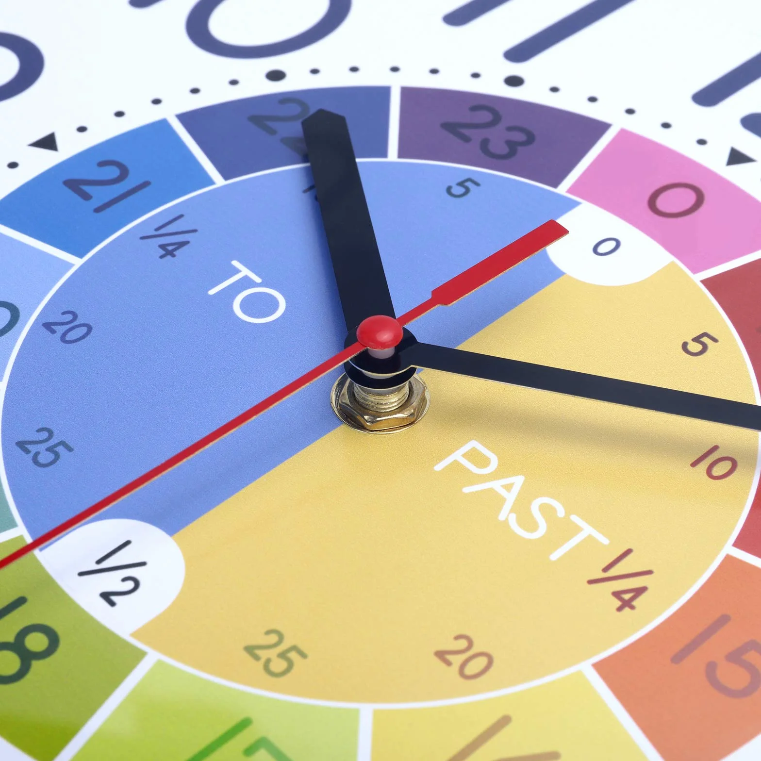 Horloge Murale Enfant Apprentissage Couleur Arc-en-Ciel Pendule Murale Quartz Silencieuse 30 cm