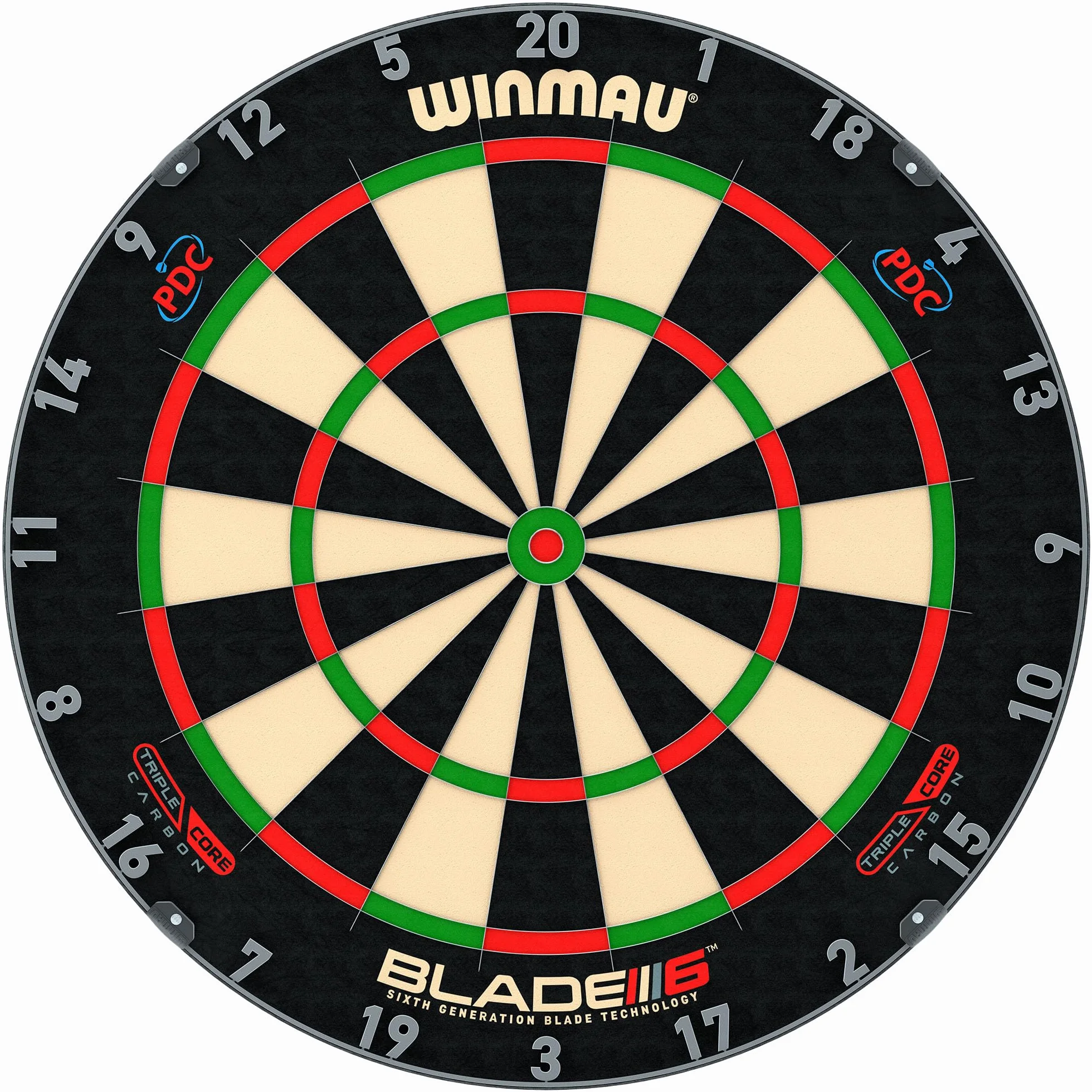 Winmau Blade 6 Triple Core - Cible de Fléchettes Professionnelle Sisal pour Pointes Acier - Dartboard Tournoi PDC à Câblage Ultra-Fin Anti-Rebonds - Standard Officiel Compétition