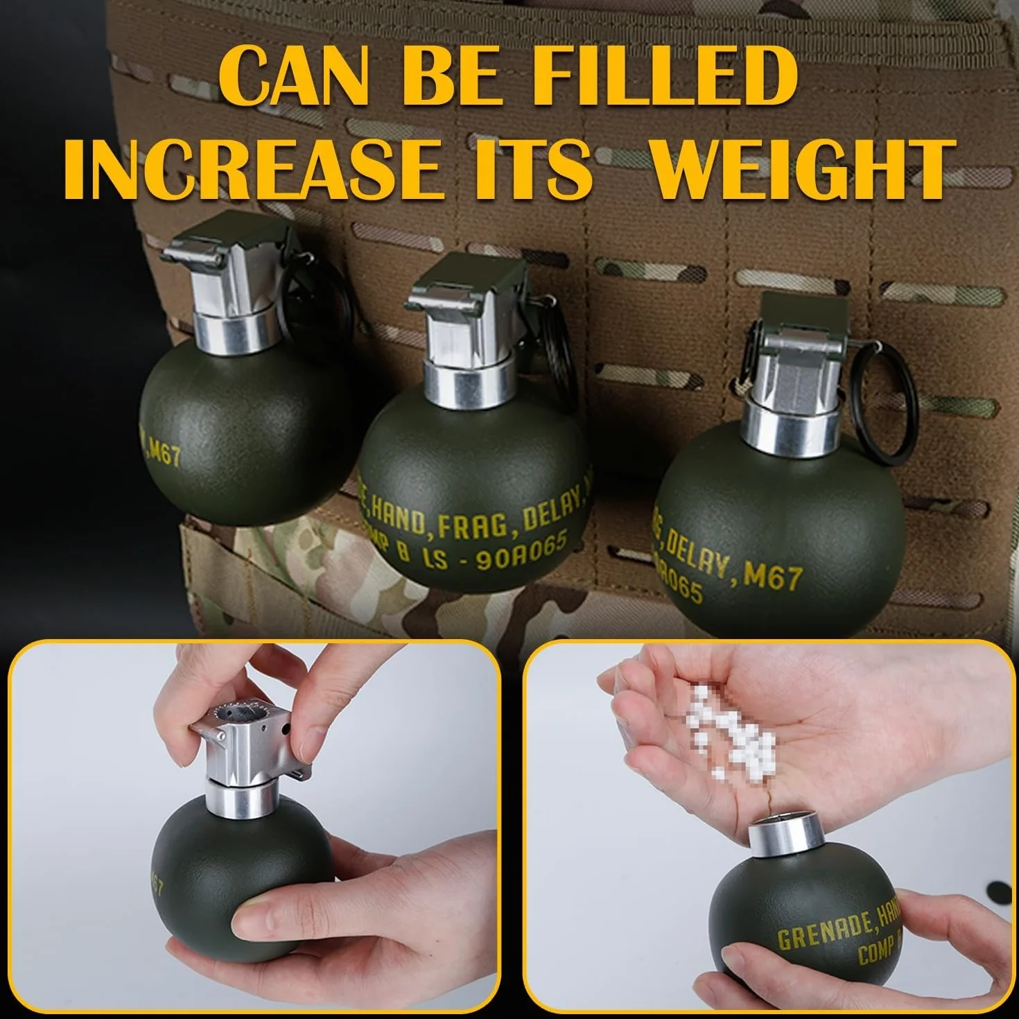 Grenade factice Tactique, modèle réduit de Grenade en Plastique, Accessoires d'équipement Tactique CS Airsoft for Les Fans de l'armée, Accessoires de Film Cosplay en Plein air