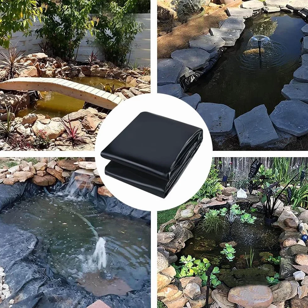 Bâche D'étang Jardin Noir imperméable 1x2m 2x2m 4x5m 6x8m 7x10m 8x9m