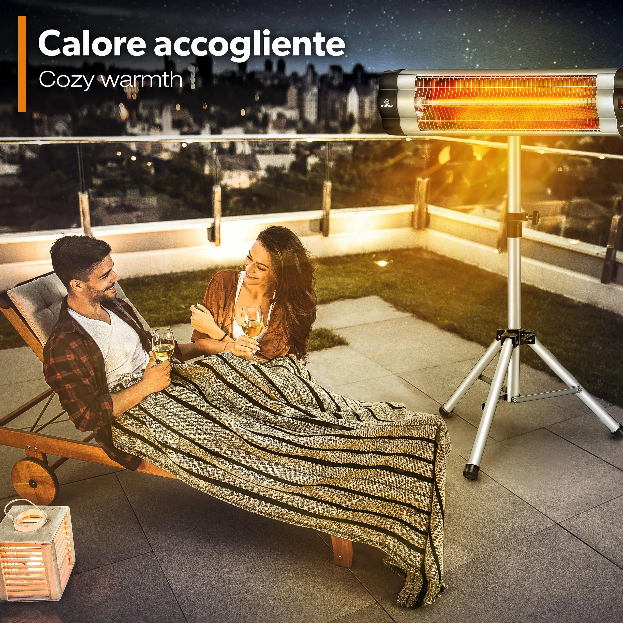 TRESKO Chauffage extérieur Infrarouge 2500W Radiateur Rayonnant Électrique Terrasse