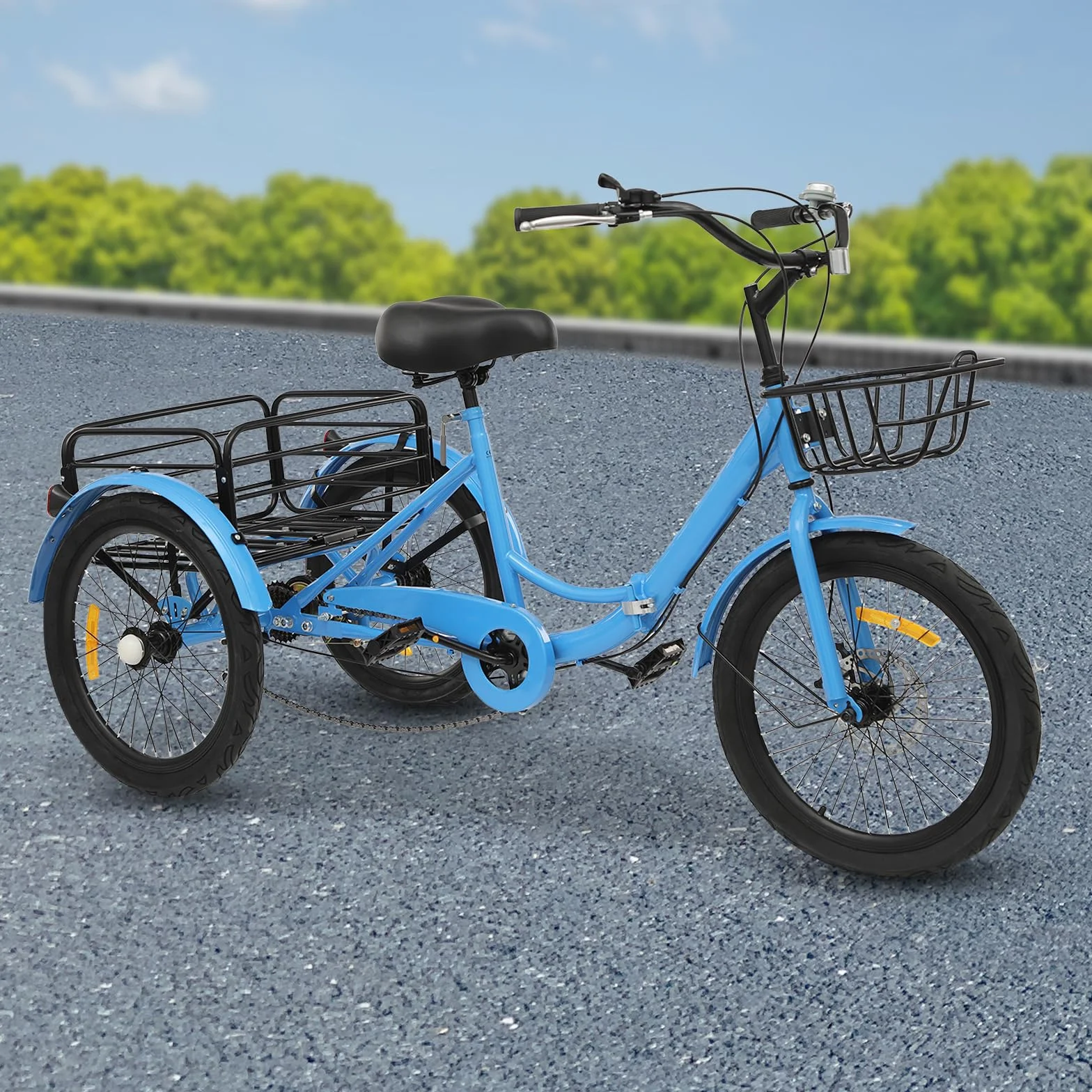 Tricycle adulte 20" pliable à 7 vitesses à 3 roues pour adultes - Pour homme et femme - Tricycle senior - Frein à disque Cruiser Tricycle avec serrure et 2