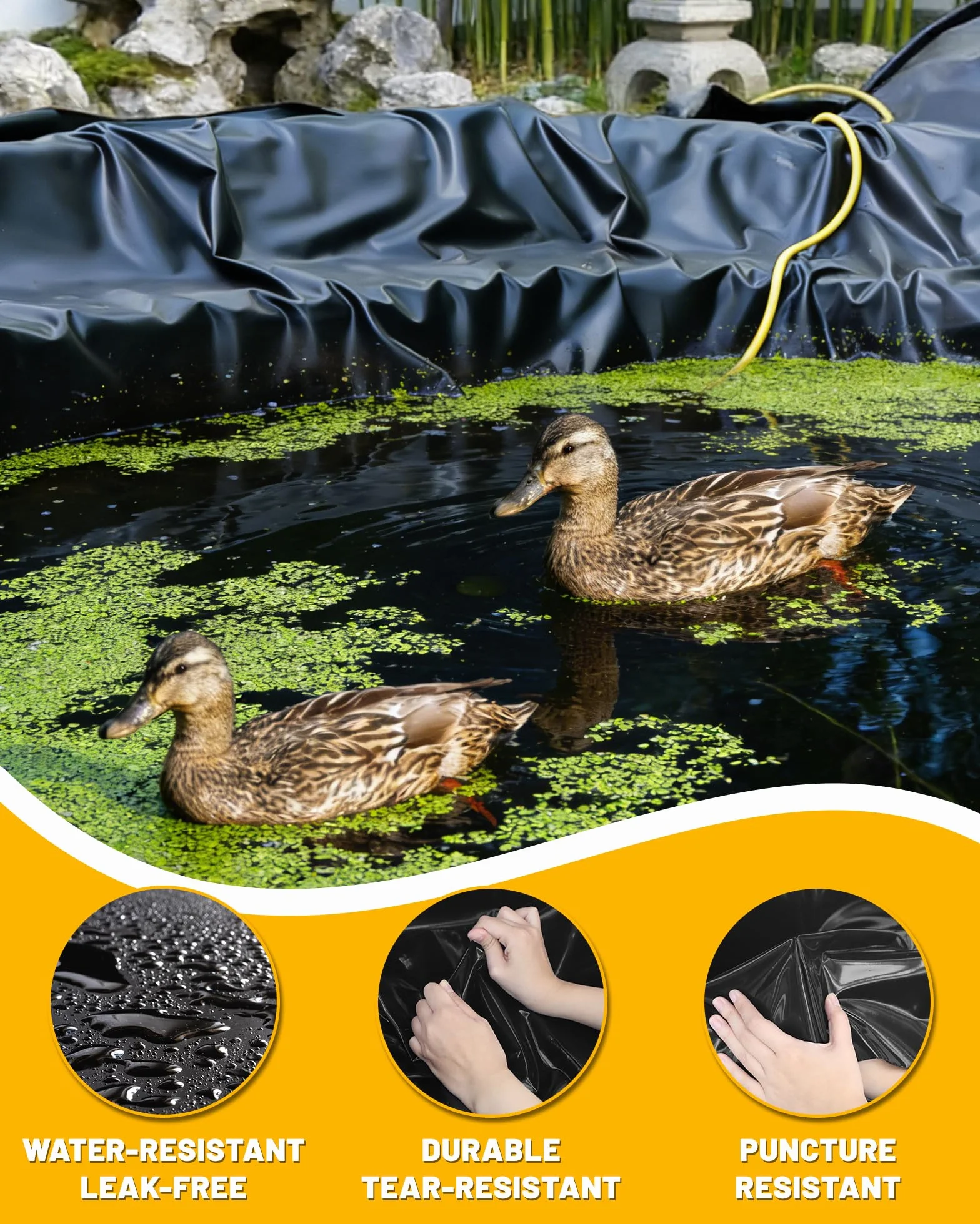 Bache Bassin Liner pour Poissons Jardin 2x2m Membrane préformée