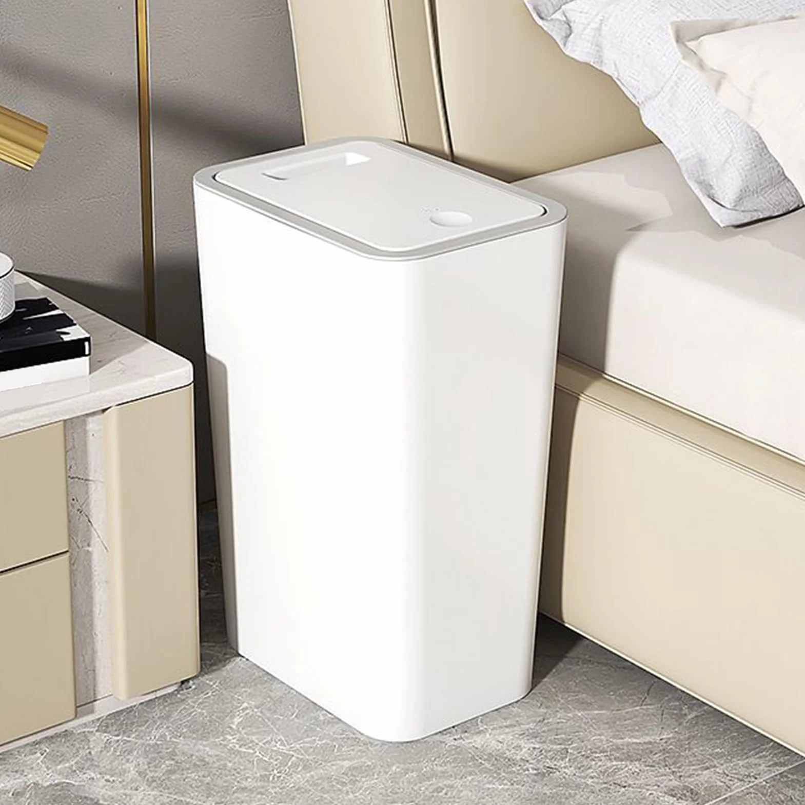 Poubelle de Cuisine avec Couvercle 10 Litres Compacte Étroite pour Maison Bureau