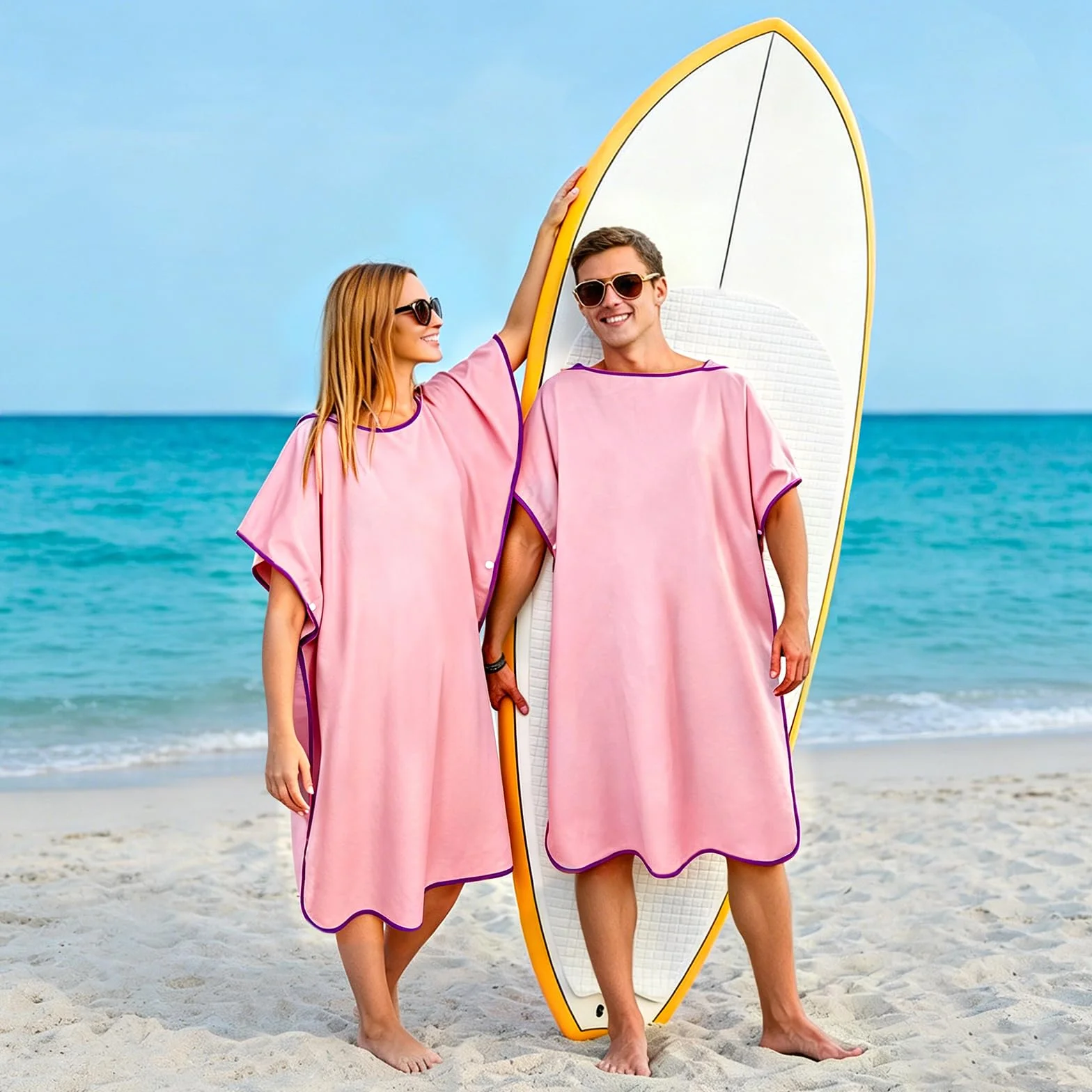 Poncho de Bain Adulte, Poncho de Surf, Poncho de Bain, Serviette de Plage, Poncho de Plage, Séchage Rapide, Anti-Vent et Chaud, Serviette Poncho pour Sport Camping Plage Surf