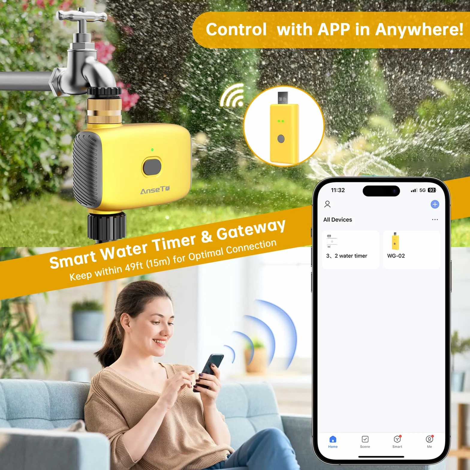 Programmateur Arrosage Automatique WiFi Entrée Laiton Jardin Serre Pelouse