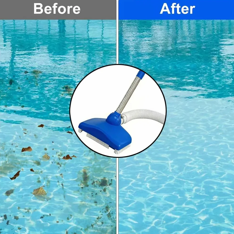 Aspirateur de Piscine avec Tuyau Rétractable 350 cm, Tige Télescopique 230 cm, pour Piscine, Jacuzzi, Spa