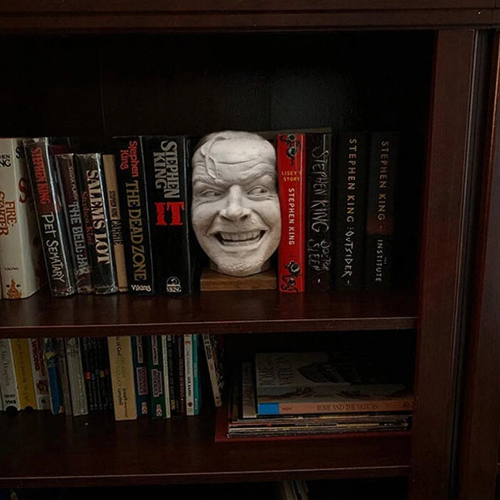 Serre-Livres en Résine de Visage Humain Fdit, Support de Livres Moderne pour Bureau