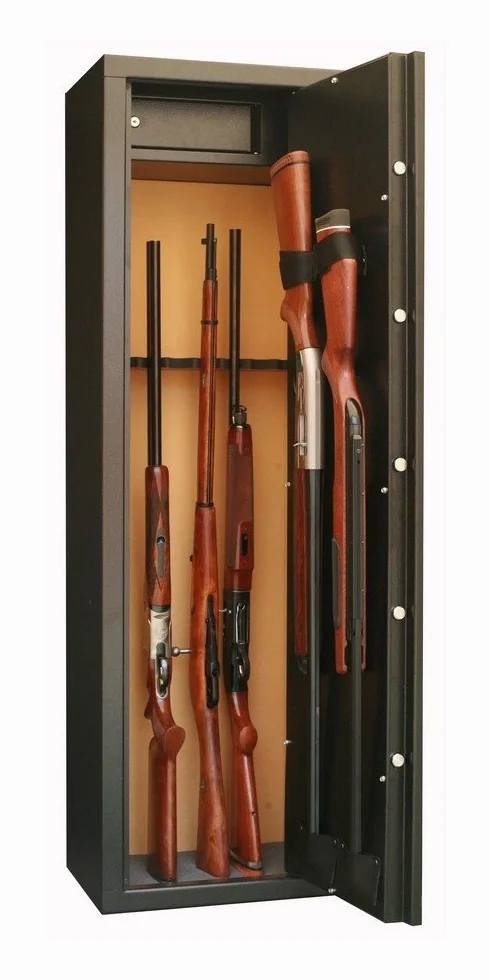 Safe SD10 Armoire forte pour Armes en Acier | 8 Armes avec lunette + 2 dans la porte | Coffre intérieur | Serrure à clé