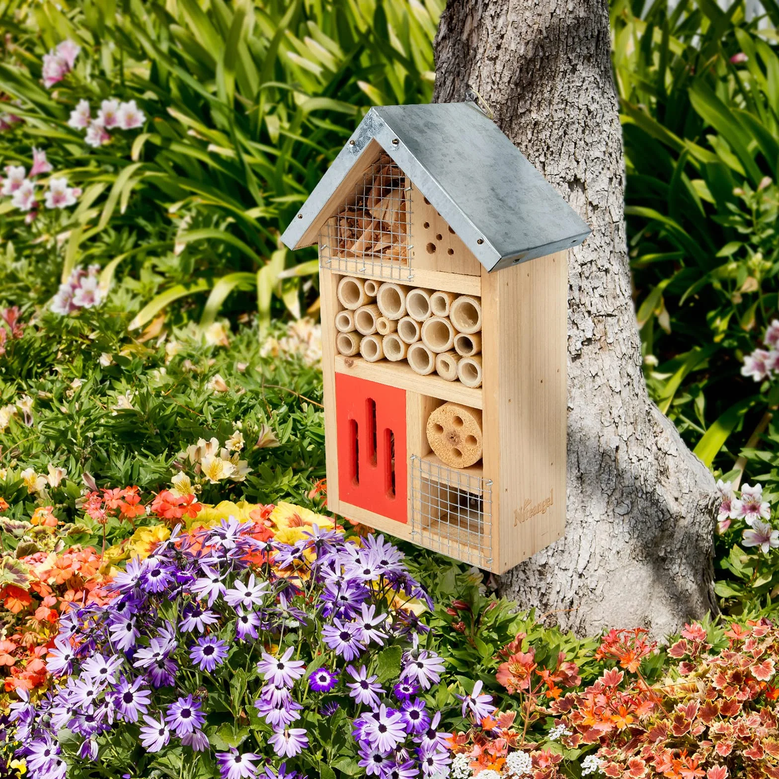 Niteangel Maison Insectes en Bois 25,4 x 15,2 x 8,6 cm pour Coccinelles Chrysopes Abeilles