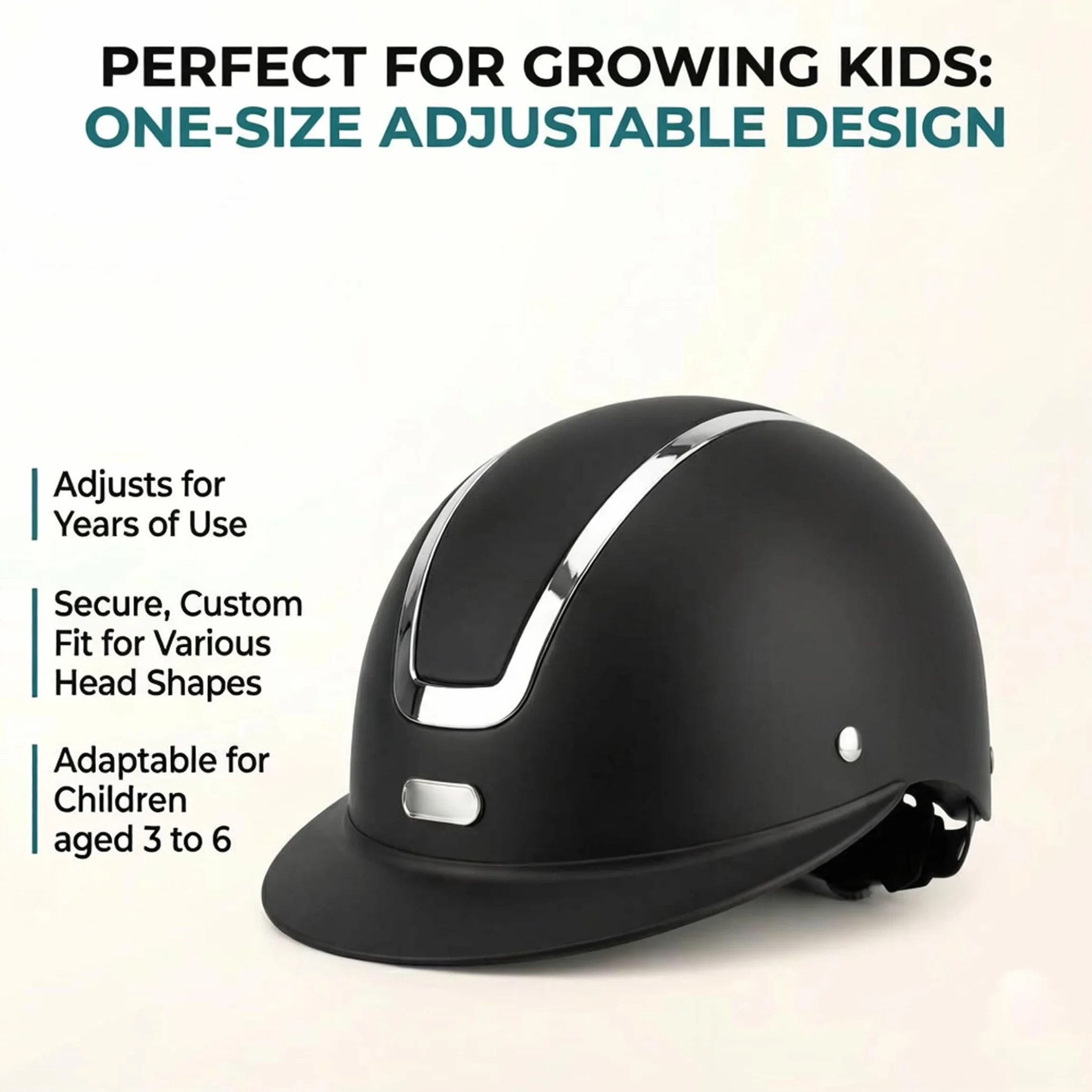 Casque d'équitation pour Enfant résistant aux Chocs pour l'entraînement en extérieur Mat Taille Ajustable de 48 à 52 cm.