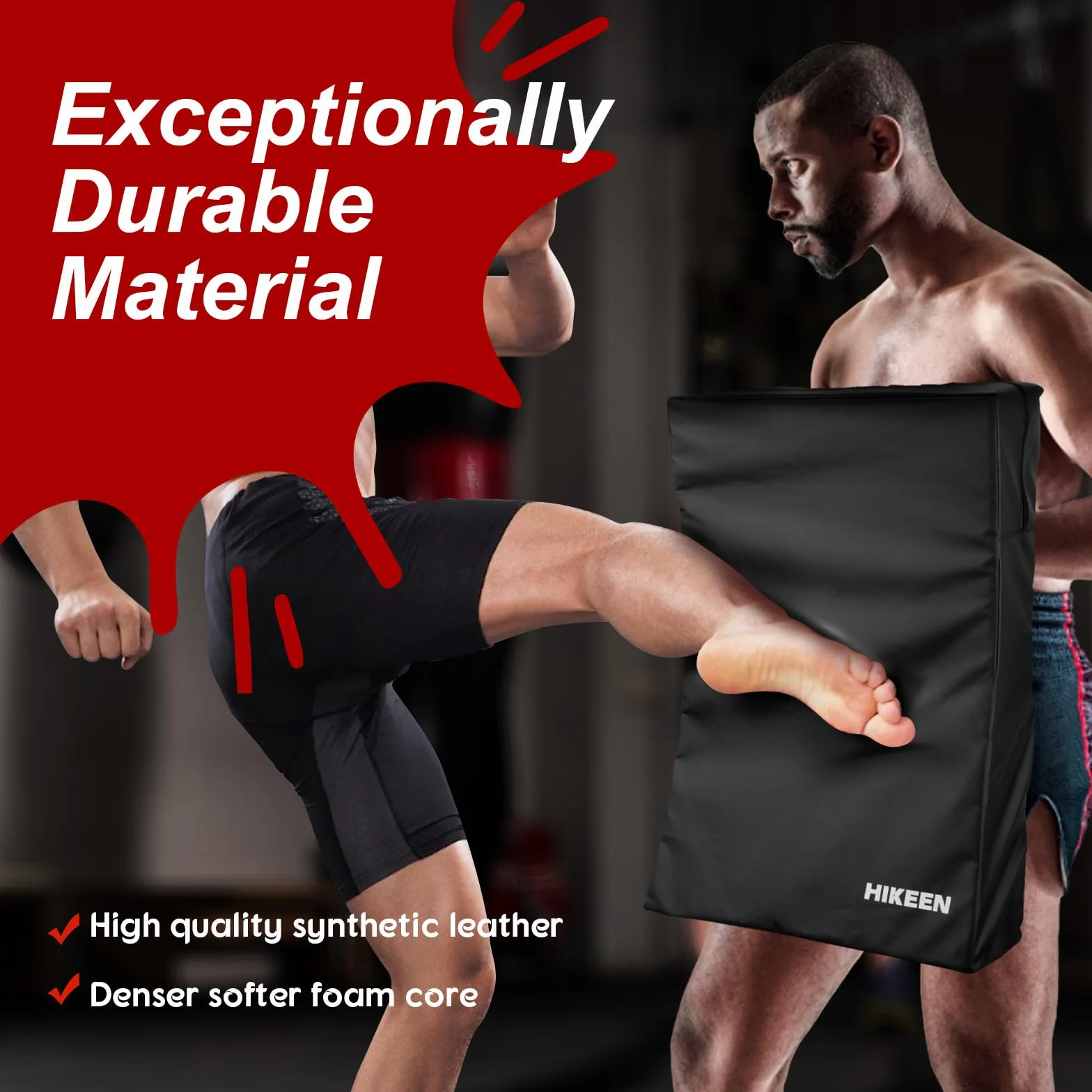 BOOSTEADY Coussin de Frappe Boxe, 24" x 16" Paos et Boucliers de Boxe en Mousse Dense et Souple, Bouclier de Frappe avec Poignées pour MMA Kickboxing thaï Karaté Taekwondo Martial Art