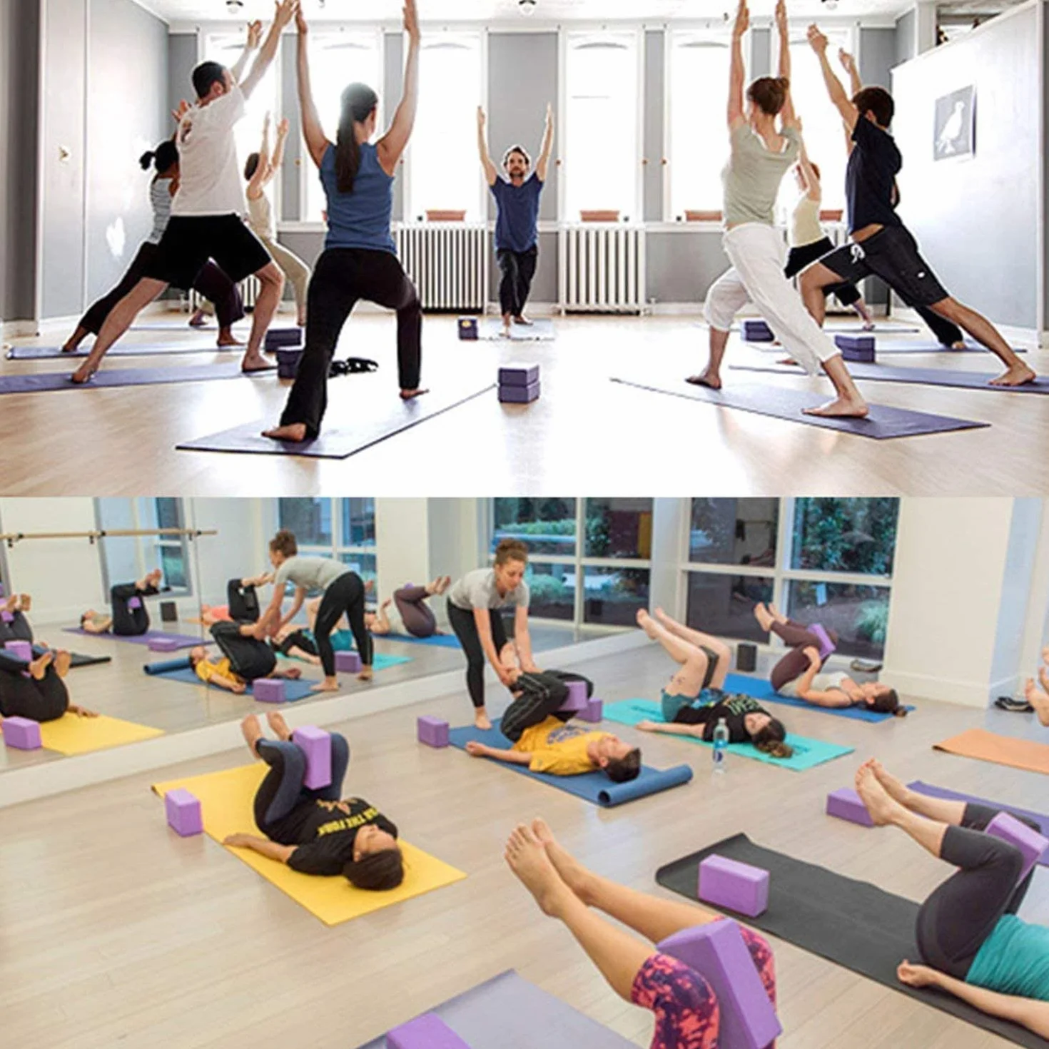 Lot 2 Briques yoga Blocs de Yoga stabilité EVA pour la méditation Yoga Pilates Soutenir et Renforcer les Poses(violette)