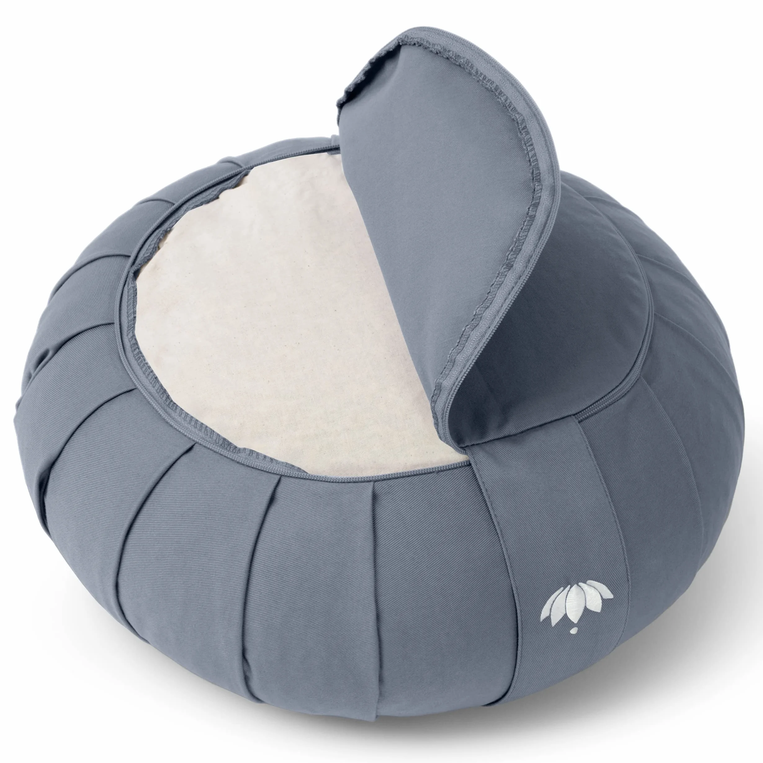 LOTUSCRAFTS Zafu coussin de méditation, hauteur d'assise 15 cm, modèle Zen rond, coussin de yoga, yoga bolster, housse en coton lavable, rembourrage d'épeautre, Certifié GOTS